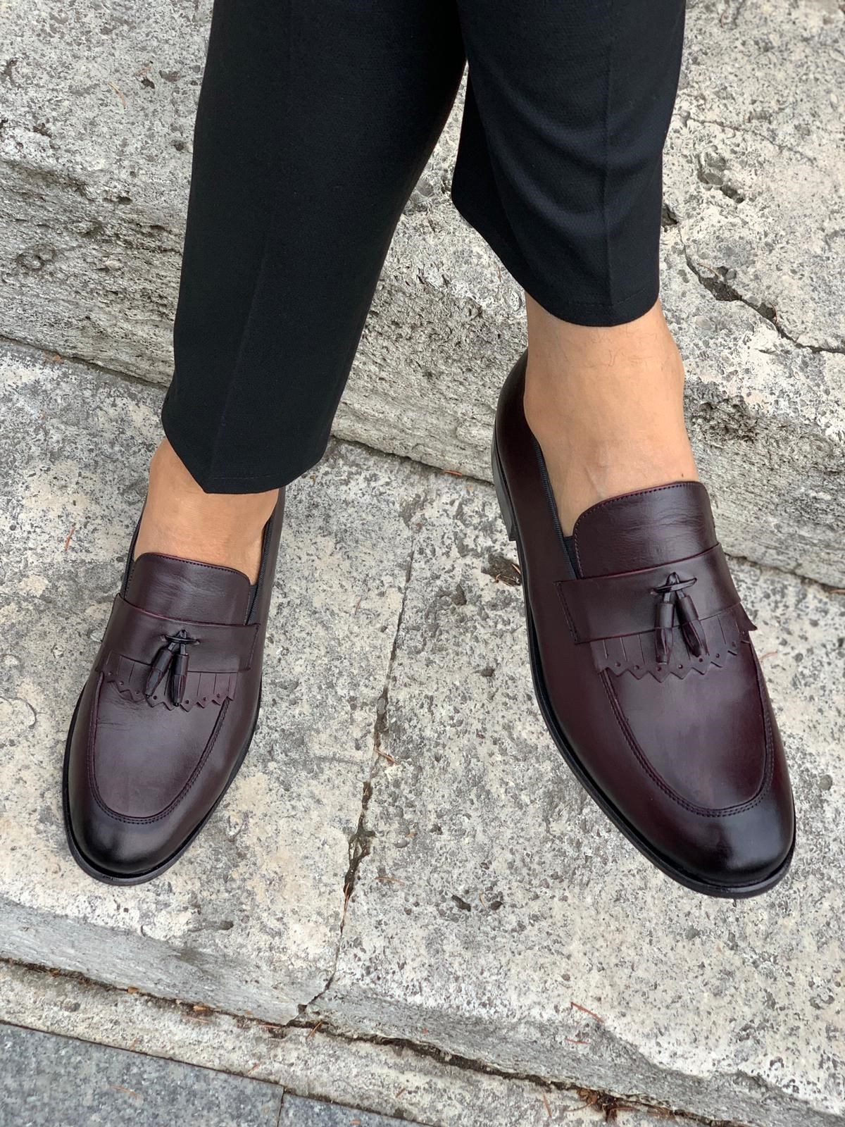 Corcik Deri Ayakkabı - Bordo