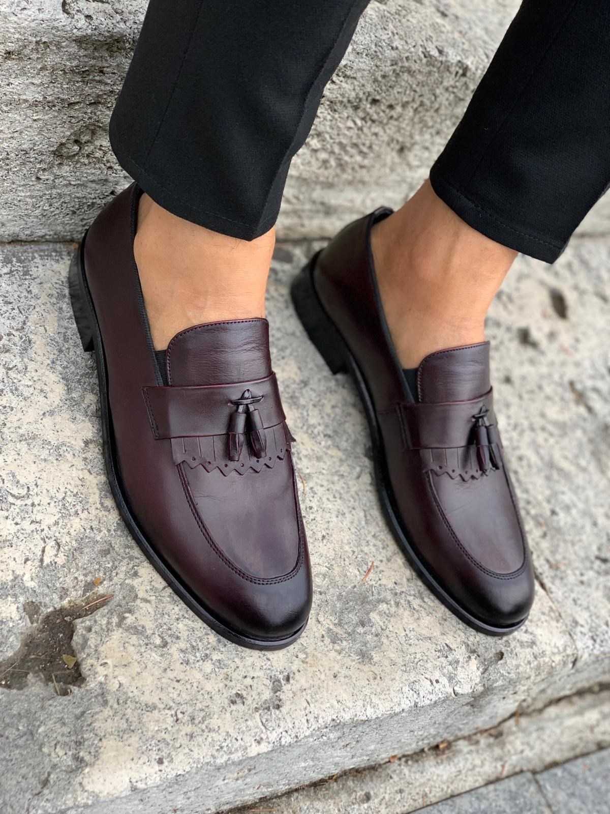 Corcik Deri Ayakkabı - Bordo