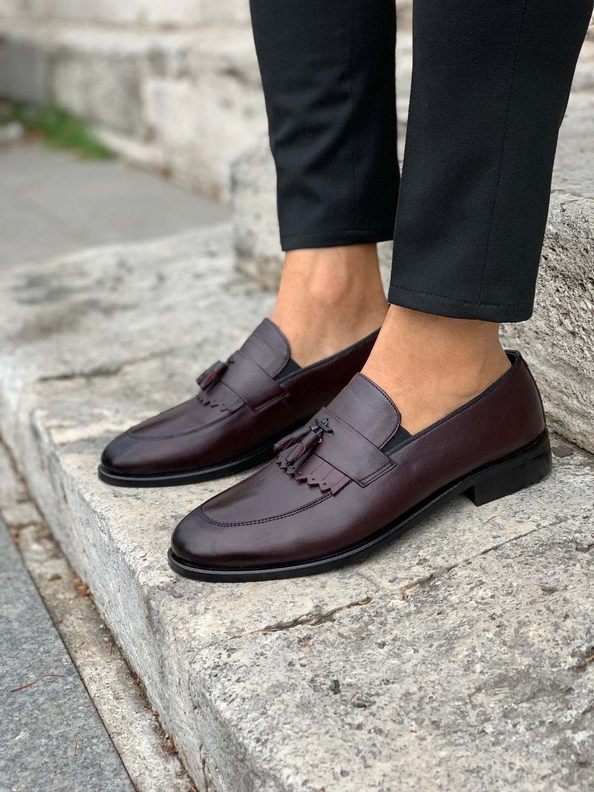 Corcik Deri Ayakkabı - Bordo