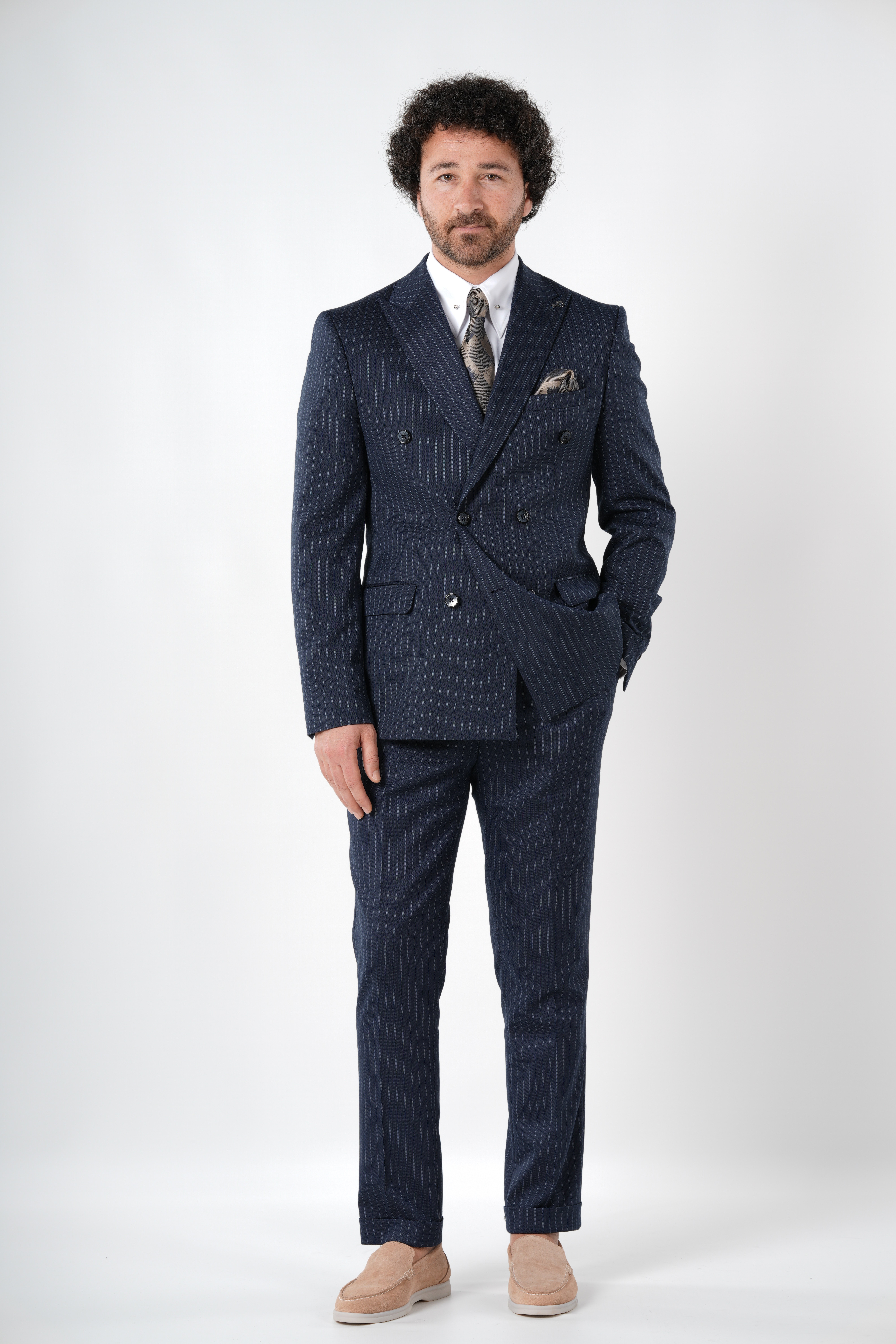 Premium Men's Double Breasted Pleated Buckle Trouser Model Suit