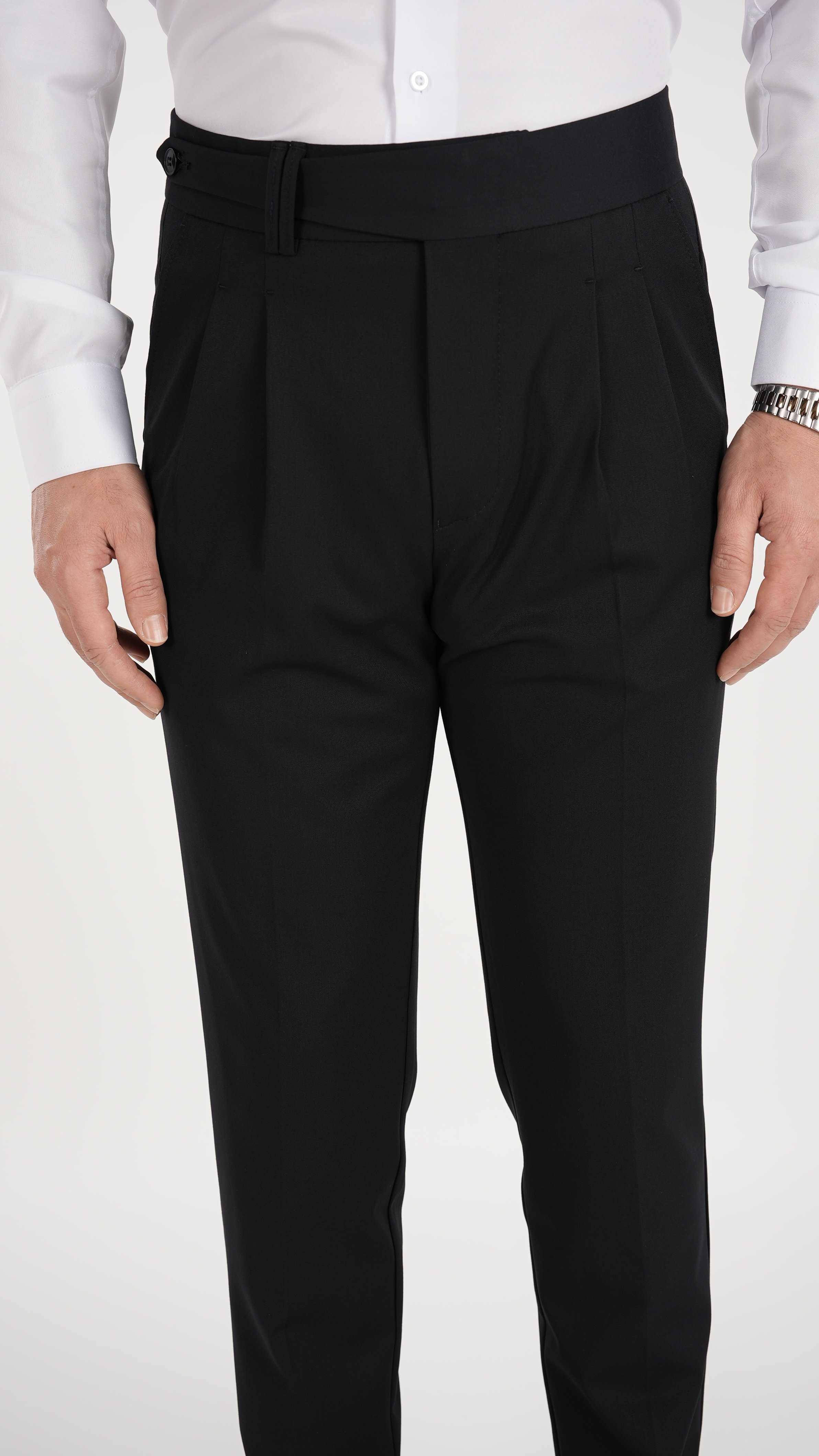 Erkek Slim Fit İtalyan Stil Piliseli Likralı Kanvas Pantolon-Koyu Lacivert