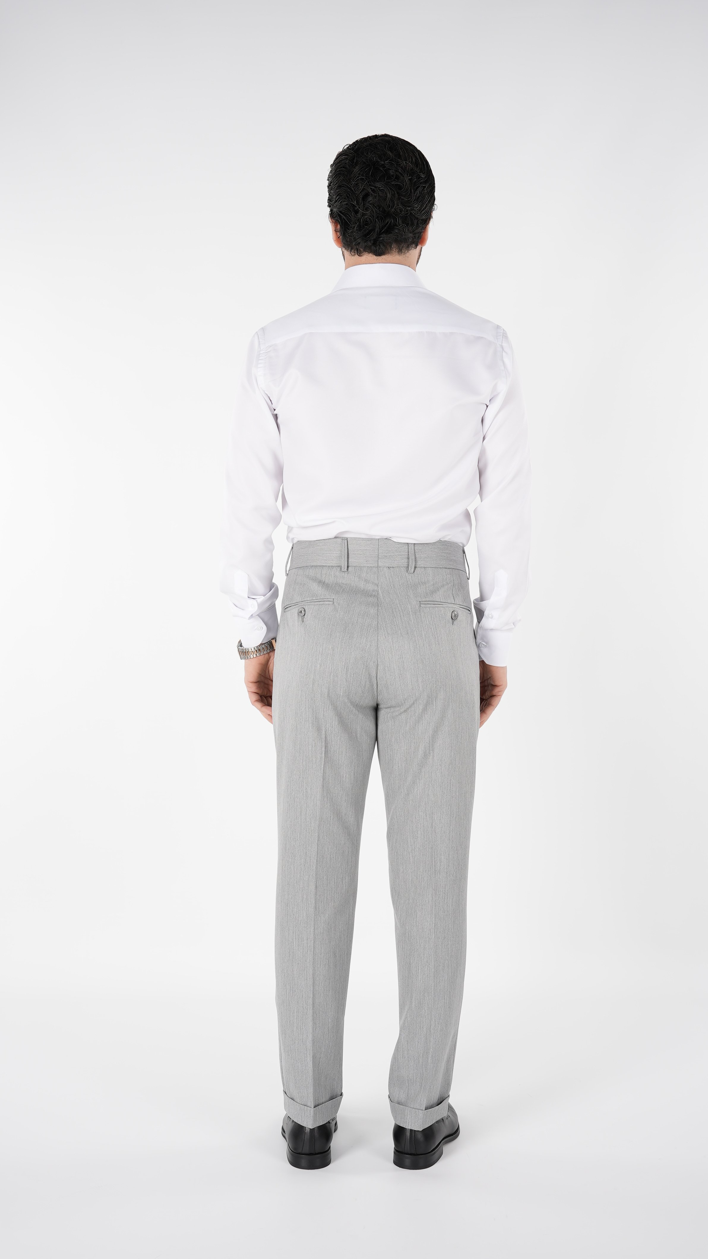 Erkek Slim Fit İtalyan Stil Piliseli Likralı Kanvas Pantolon-Gri