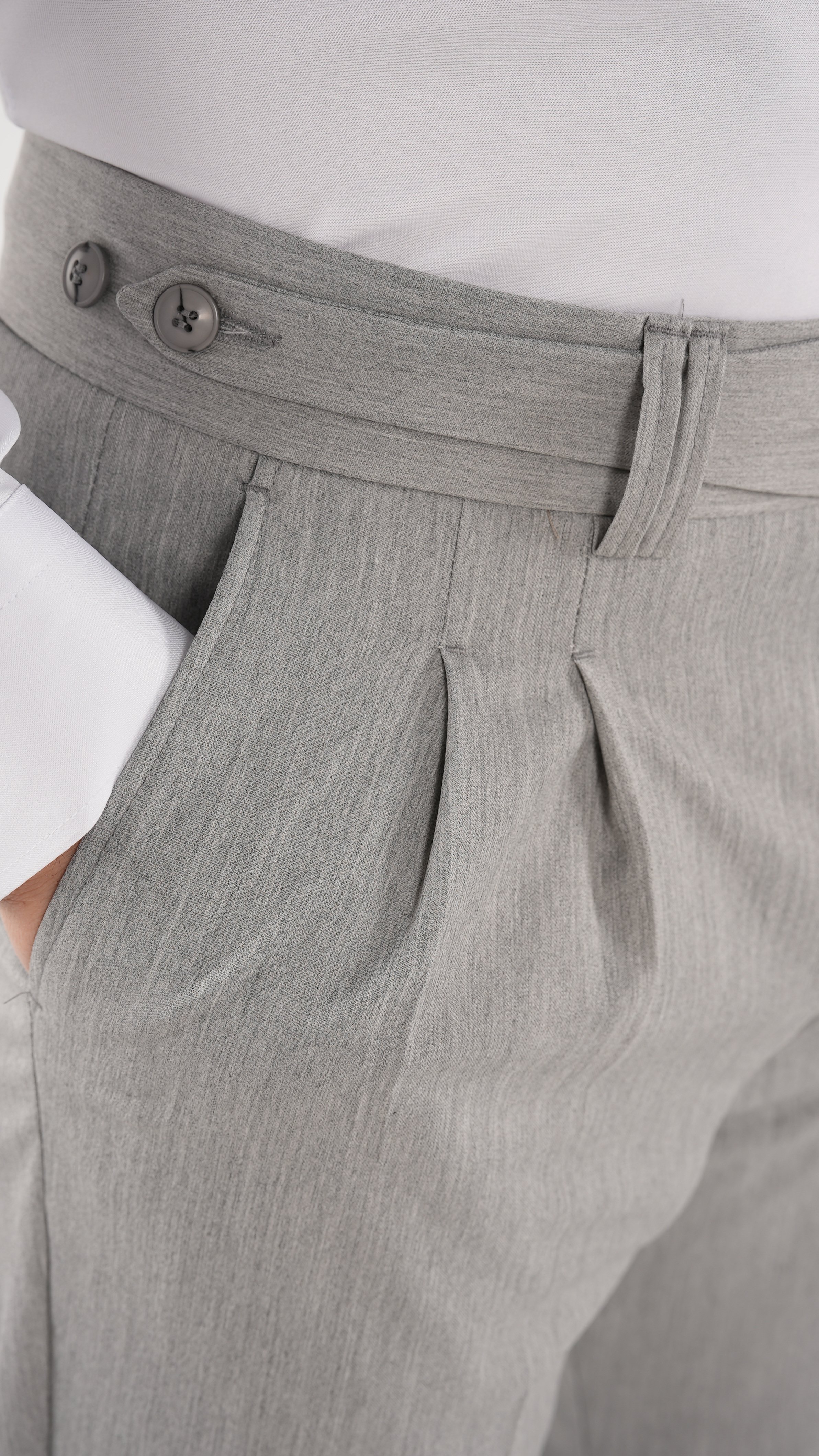 Erkek Slim Fit İtalyan Stil Piliseli Likralı Kanvas Pantolon-Gri