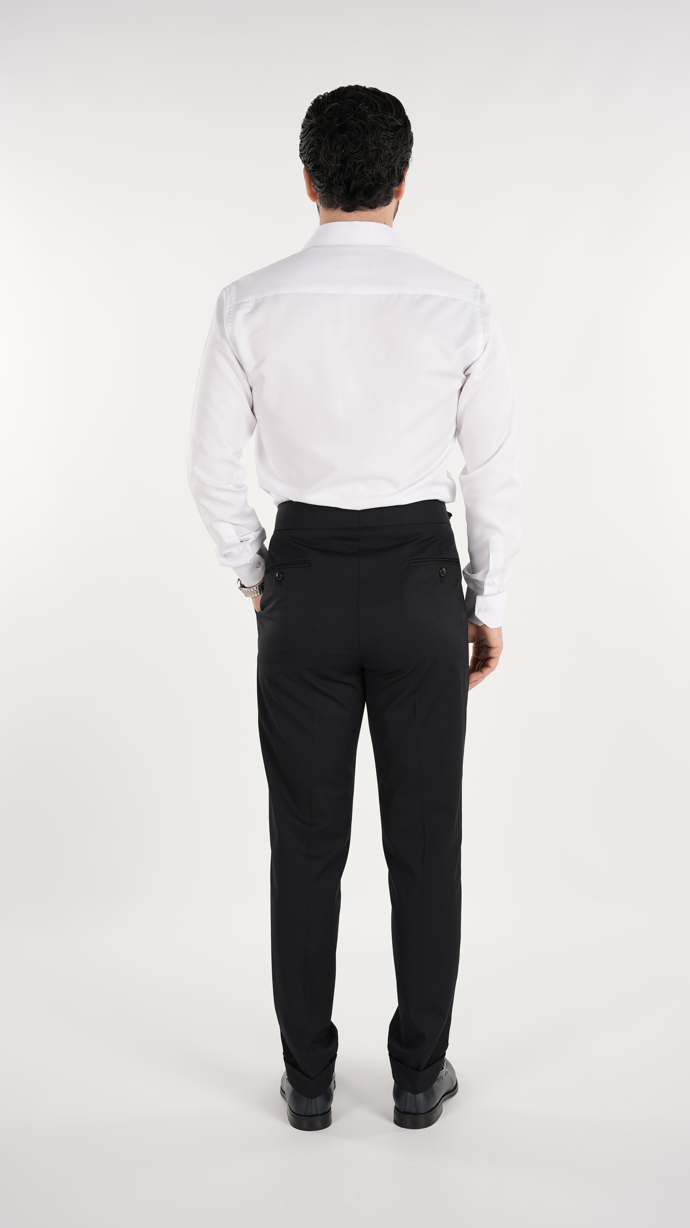 Erkek Slim Fit İtalyan Stil Piliseli Likralı Kanvas Pantolon-Koyu Lacivert