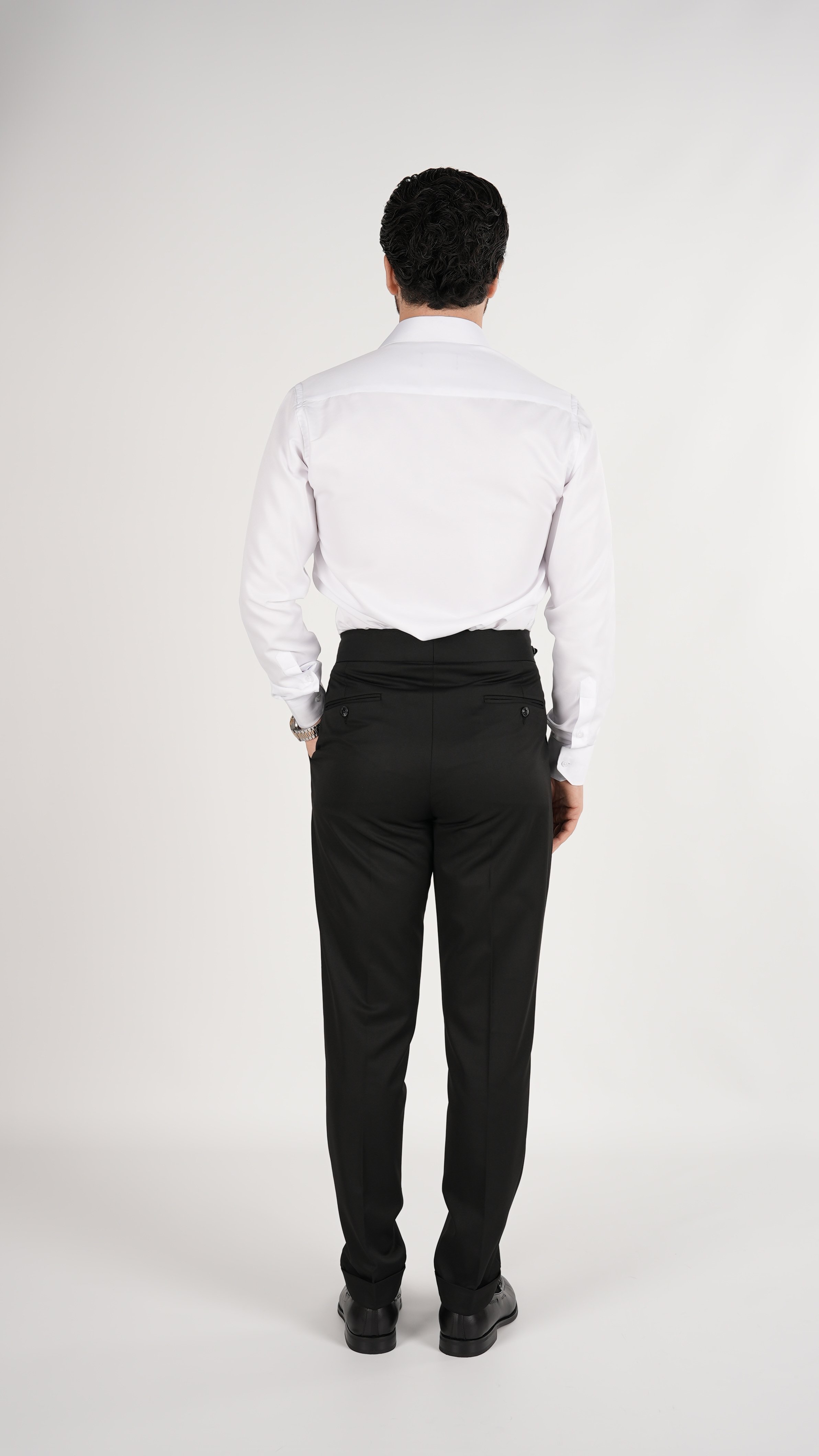 Erkek Slim Fit İtalyan Stil Piliseli Likralı Kanvas Pantolon-Siyah