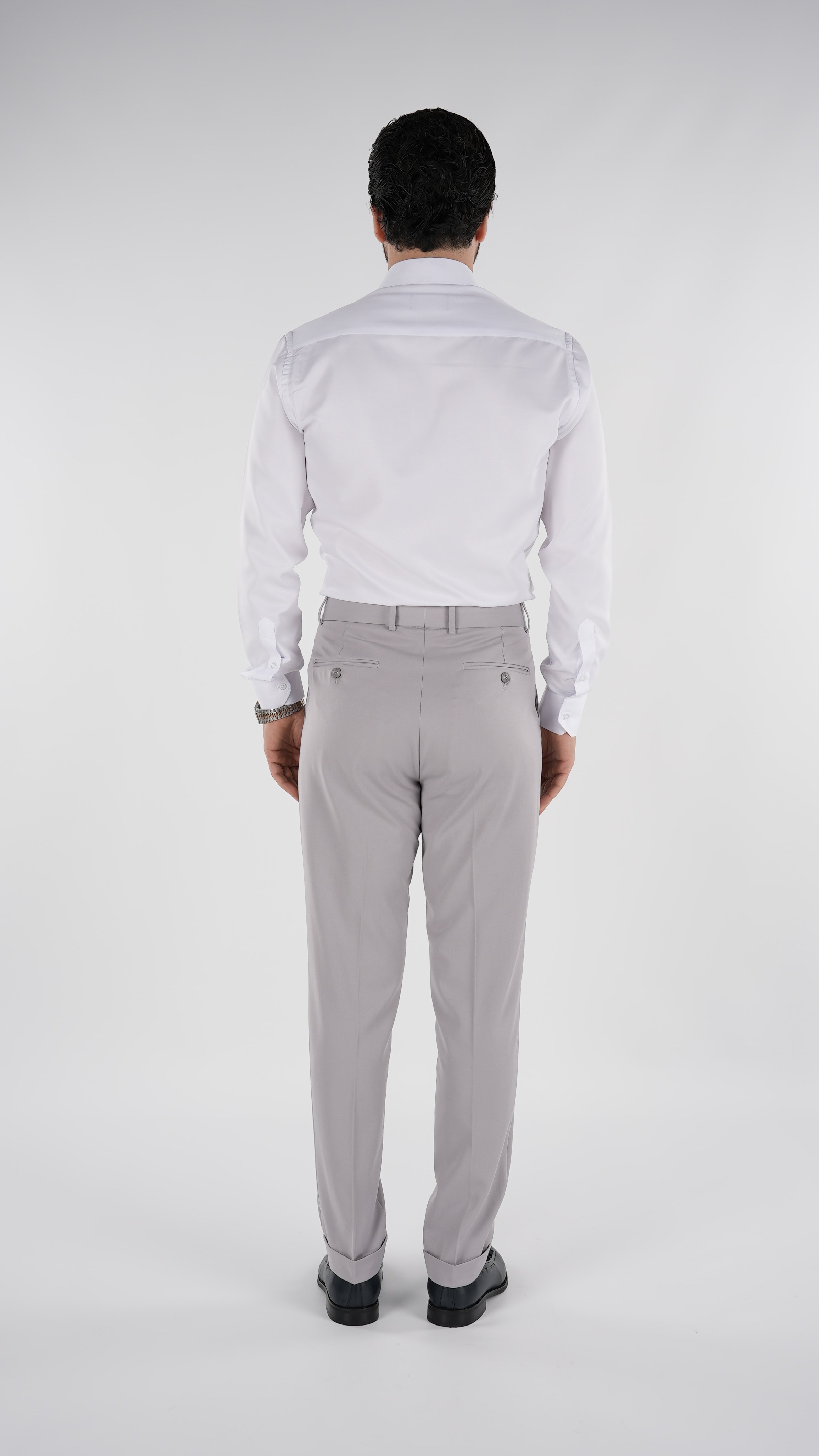 Erkek Slim Fit İtalyan Stil Piliseli Likralı Kanvas Pantolon-Acık Gri