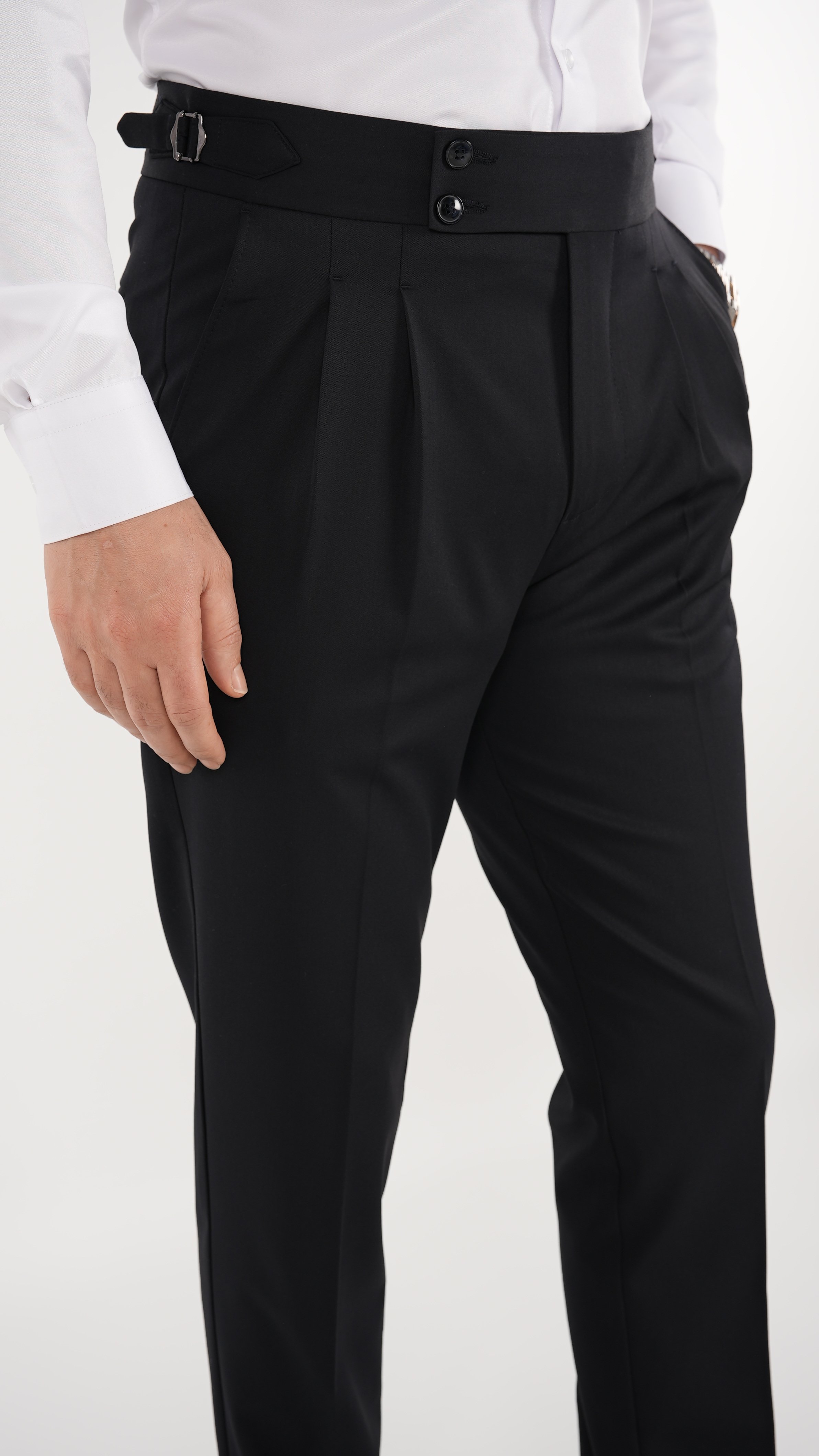 Erkek Slim Fit İtalyan Stil Piliseli TokaLı Likralı Pantolon-Koyu Lacivert