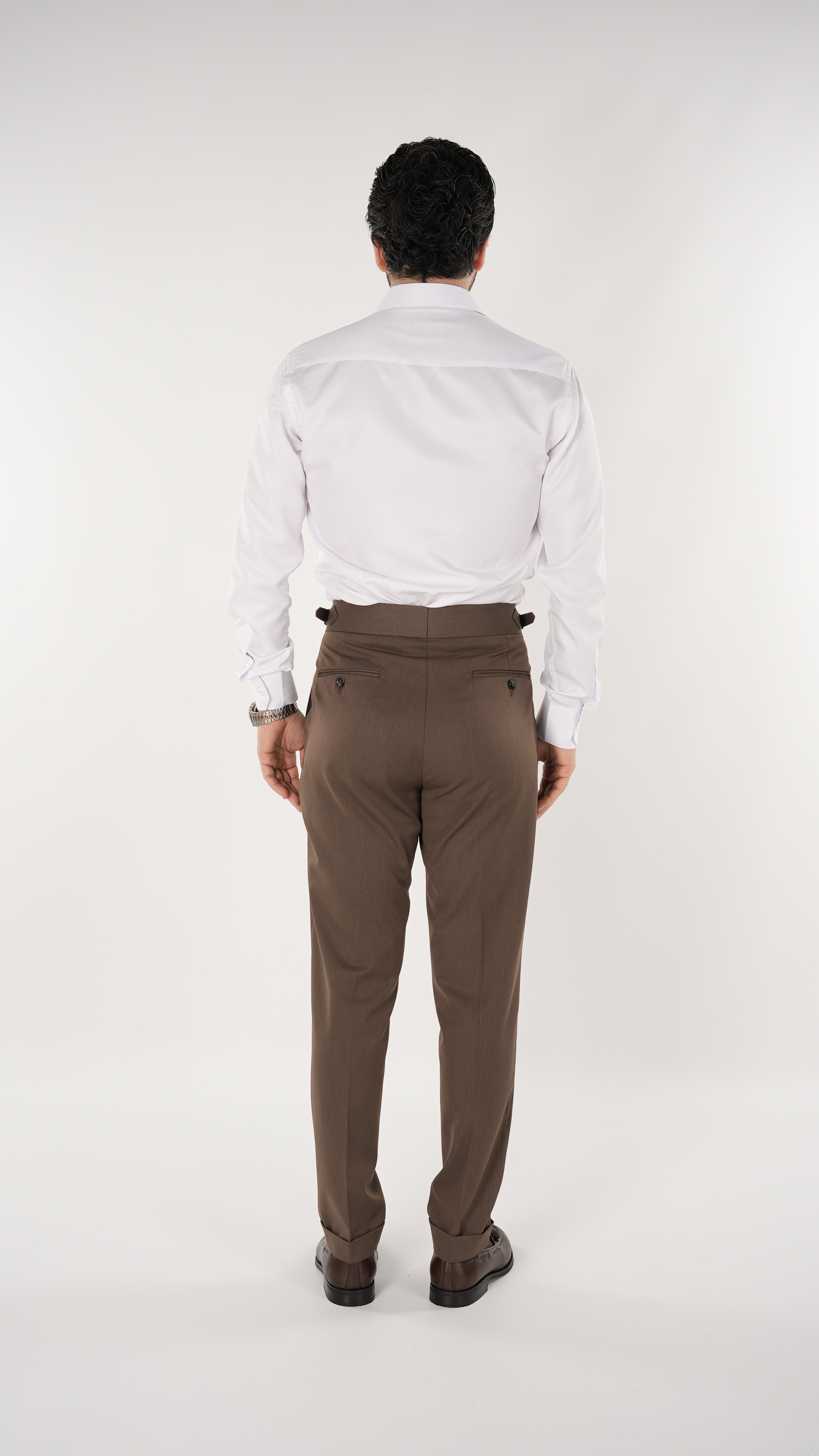 Erkek Slim Fit İtalyan Stil Piliseli TokaLı Likralı Pantolon-Sütlü Kahve