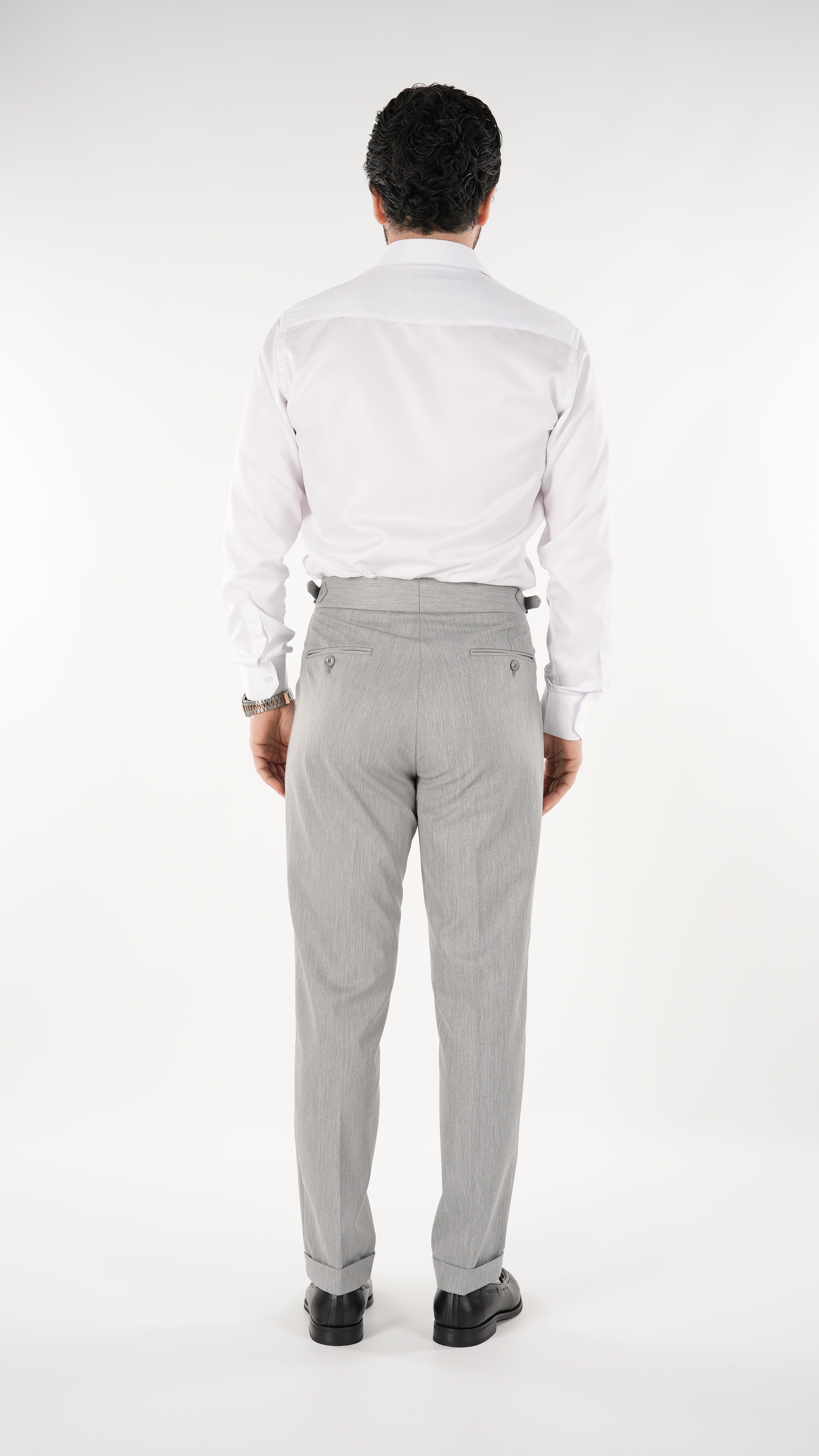 Erkek Slim Fit İtalyan Stil Piliseli TokaLı Likralı Pantolon-Gri