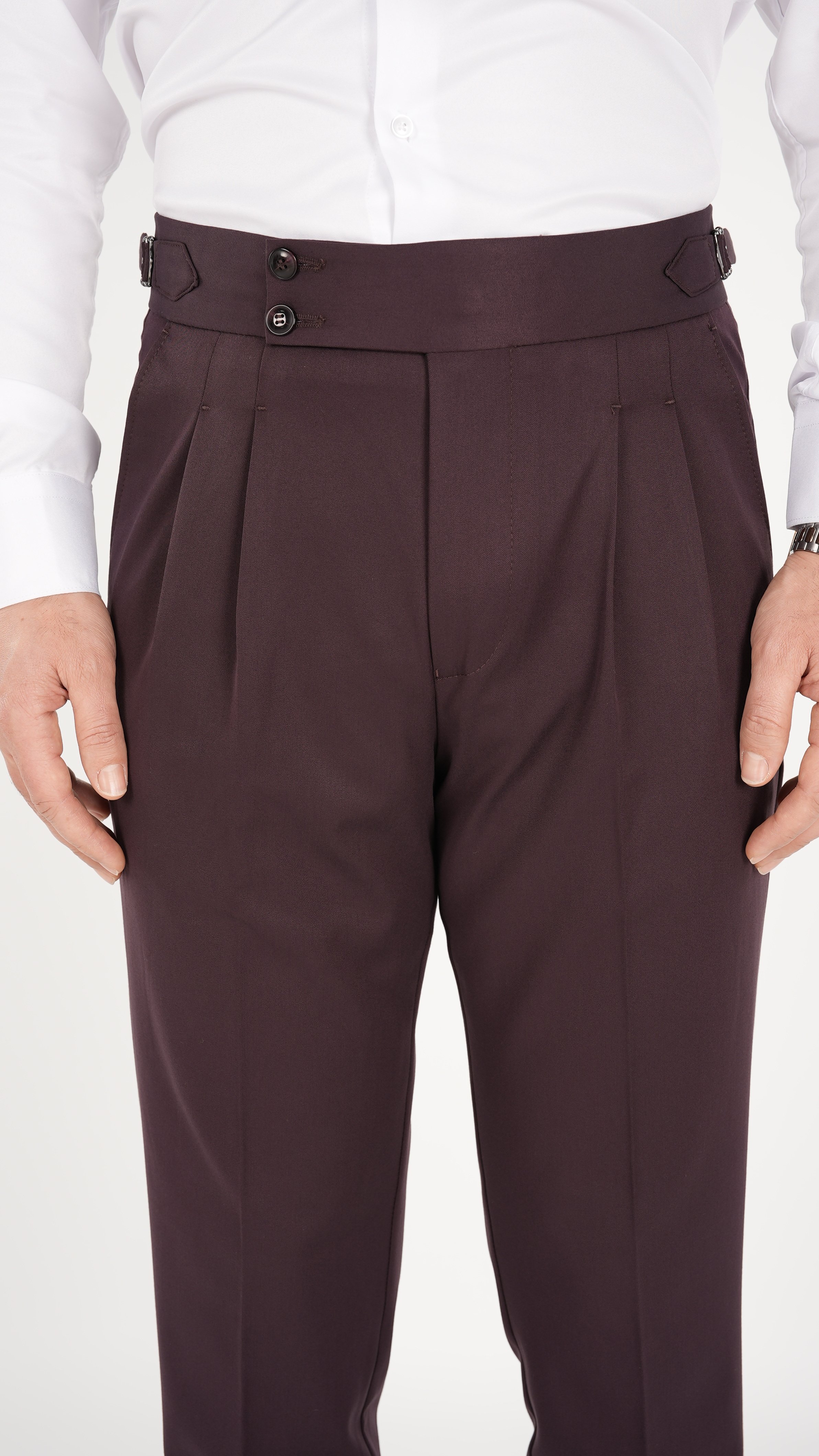 Erkek Slim Fit İtalyan Stil Piliseli TokaLı Likralı Pantolon - Bordo