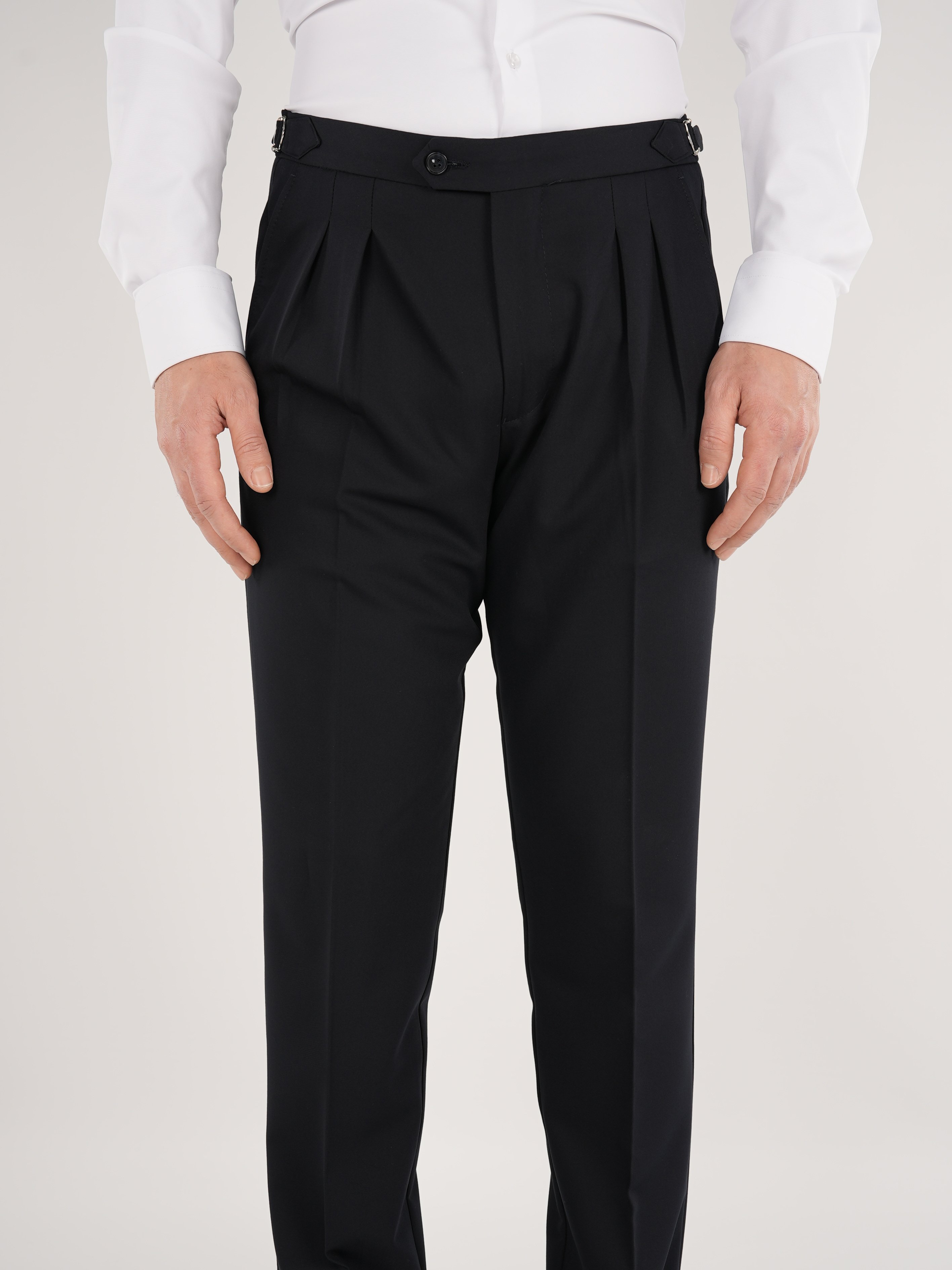 Erkek Slim Fit İtalyan Stil Piliseli TokaLı Likralı Pantolon-Lacivert