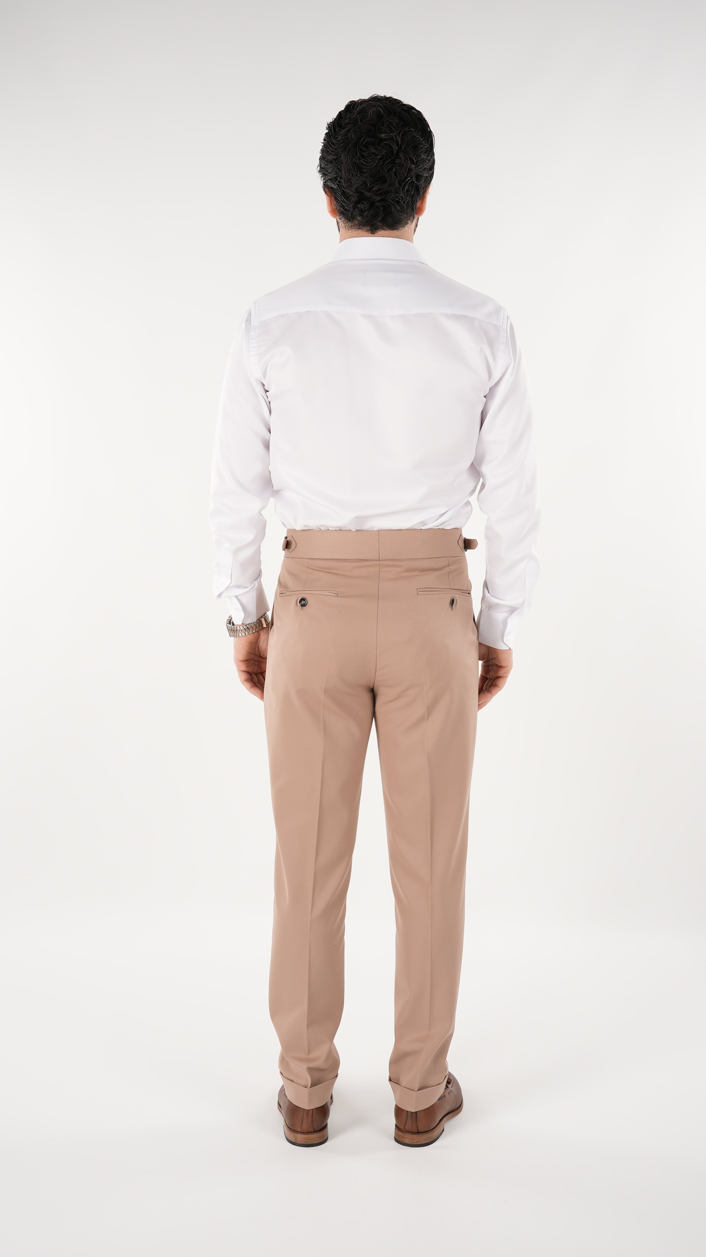 Erkek Slim Fit İtalyan Stil Piliseli TokaLı Likralı Pantolon-Taba