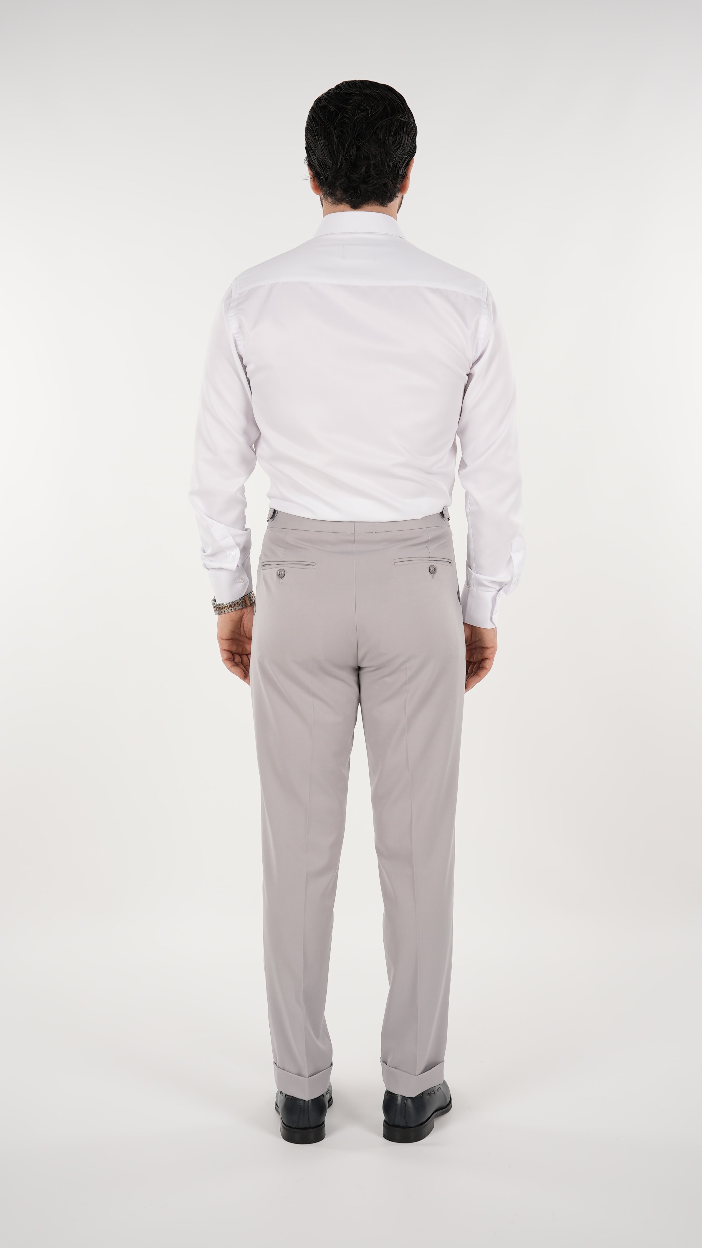 Erkek Slim Fit İtalyan Stil Piliseli TokaLı Likralı Pantolon - Acık Gri