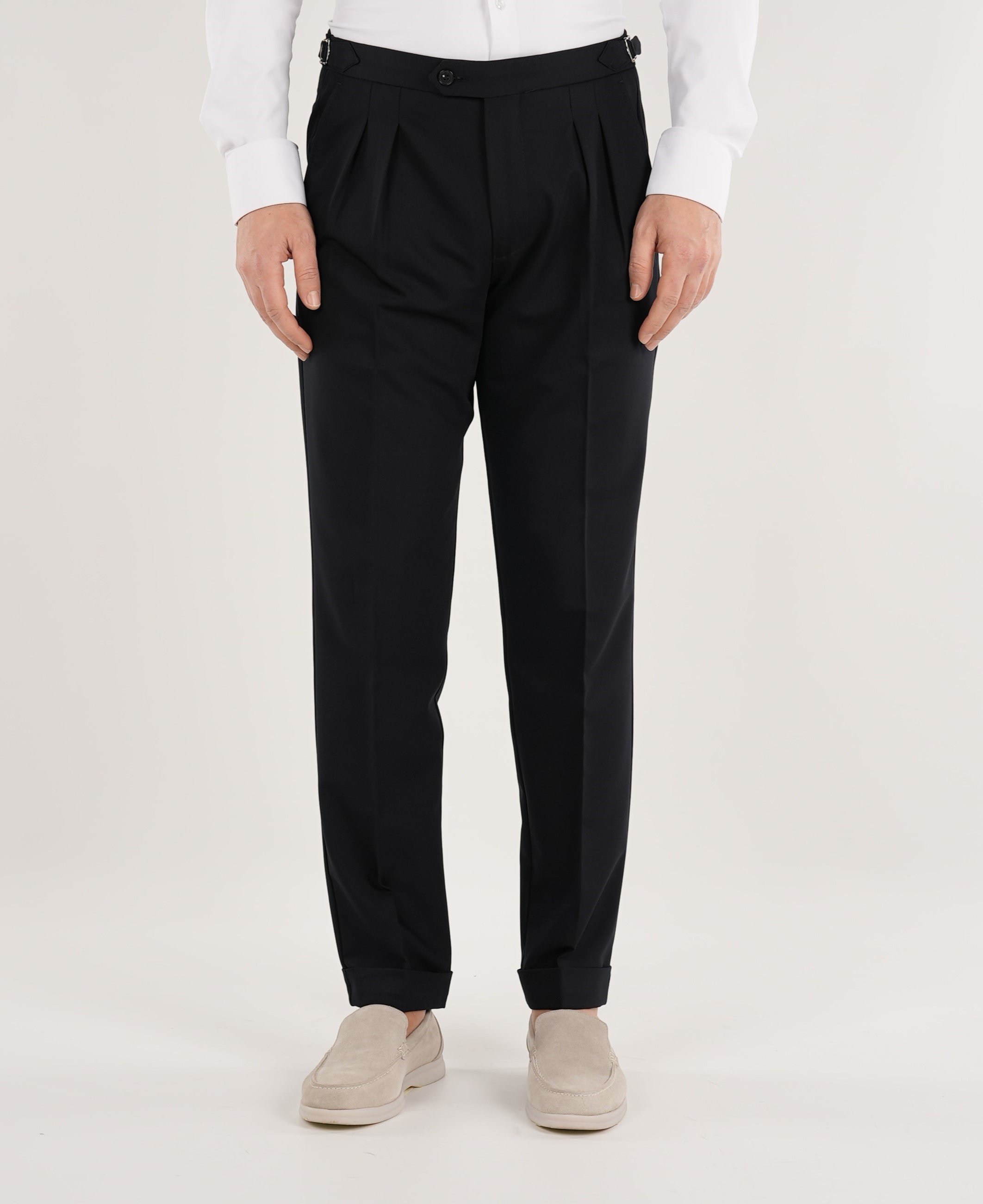 Erkek Slim Fit İtalyan Stil Piliseli TokaLı Likralı Pantolon-Lacivert