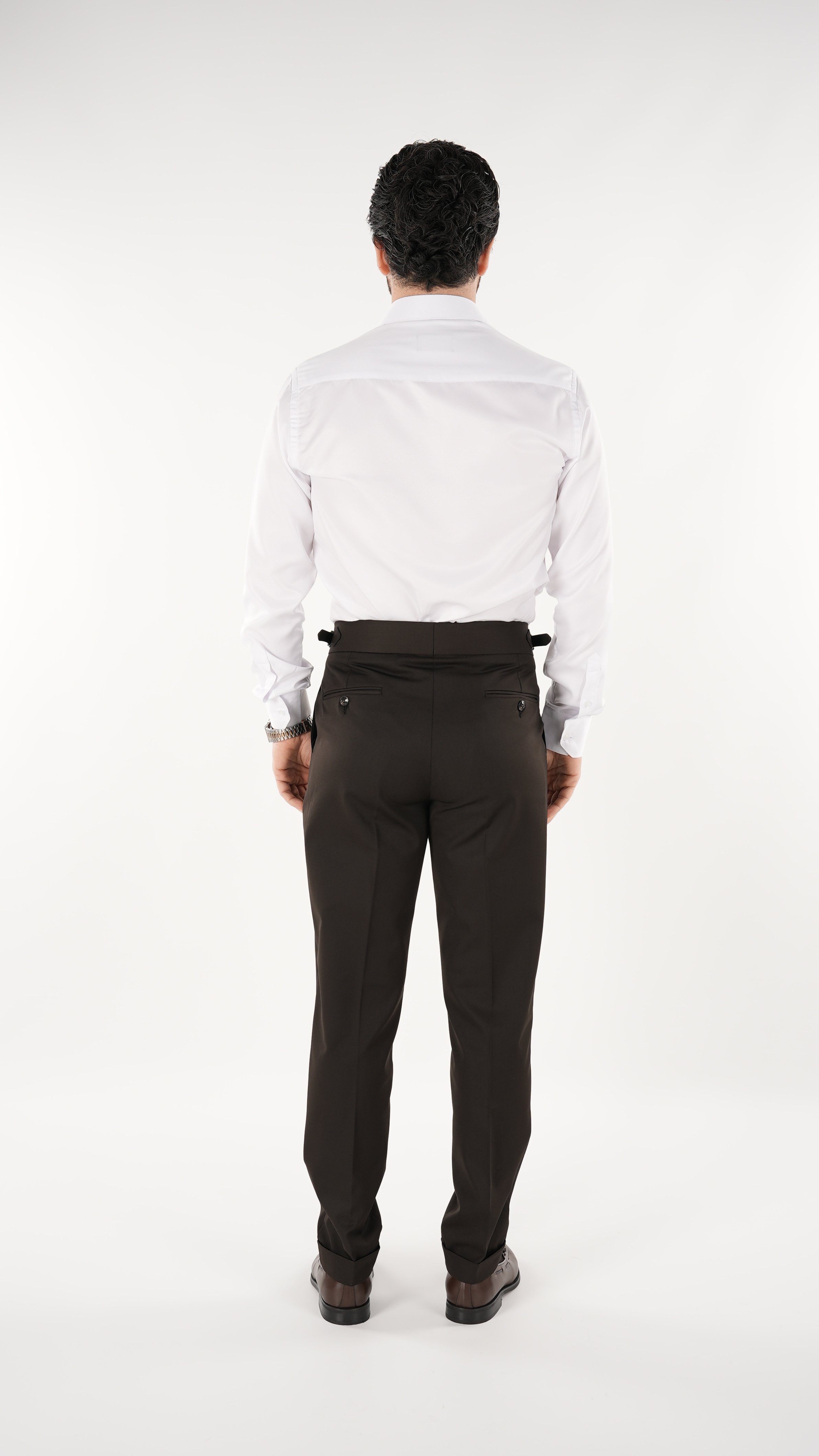Erkek Slim Fit İtalyan Stil Piliseli TokaLı Likralı Pantolon-Acı Kahve