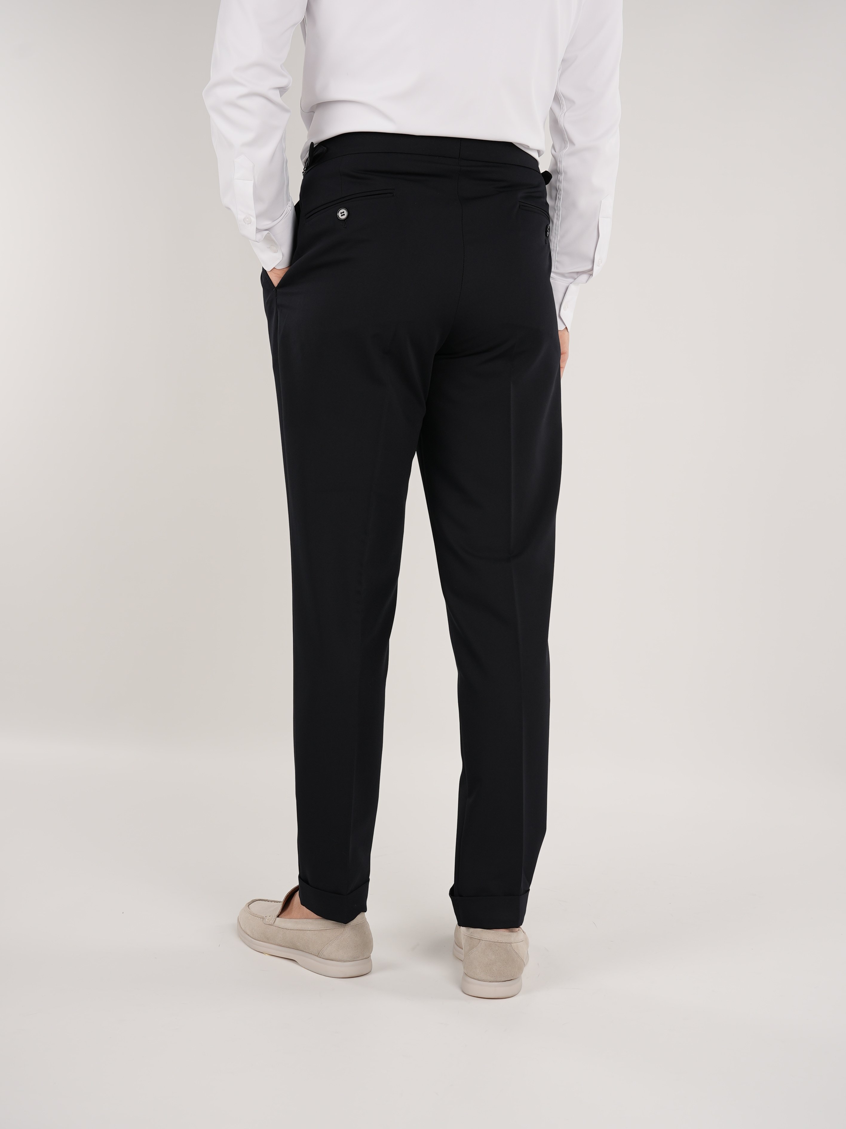Erkek Slim Fit İtalyan Stil Piliseli TokaLı Likralı Pantolon-Lacivert