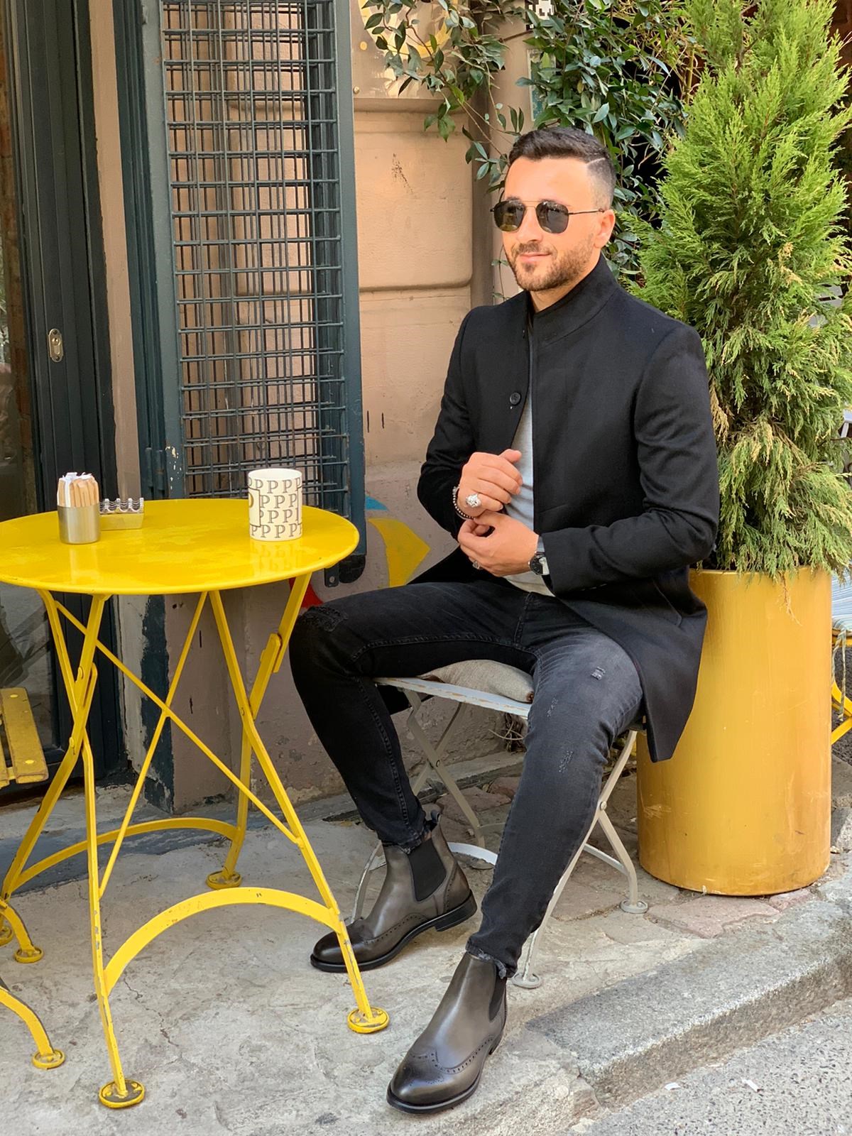 Hakim Yaka Kaşe - Siyah