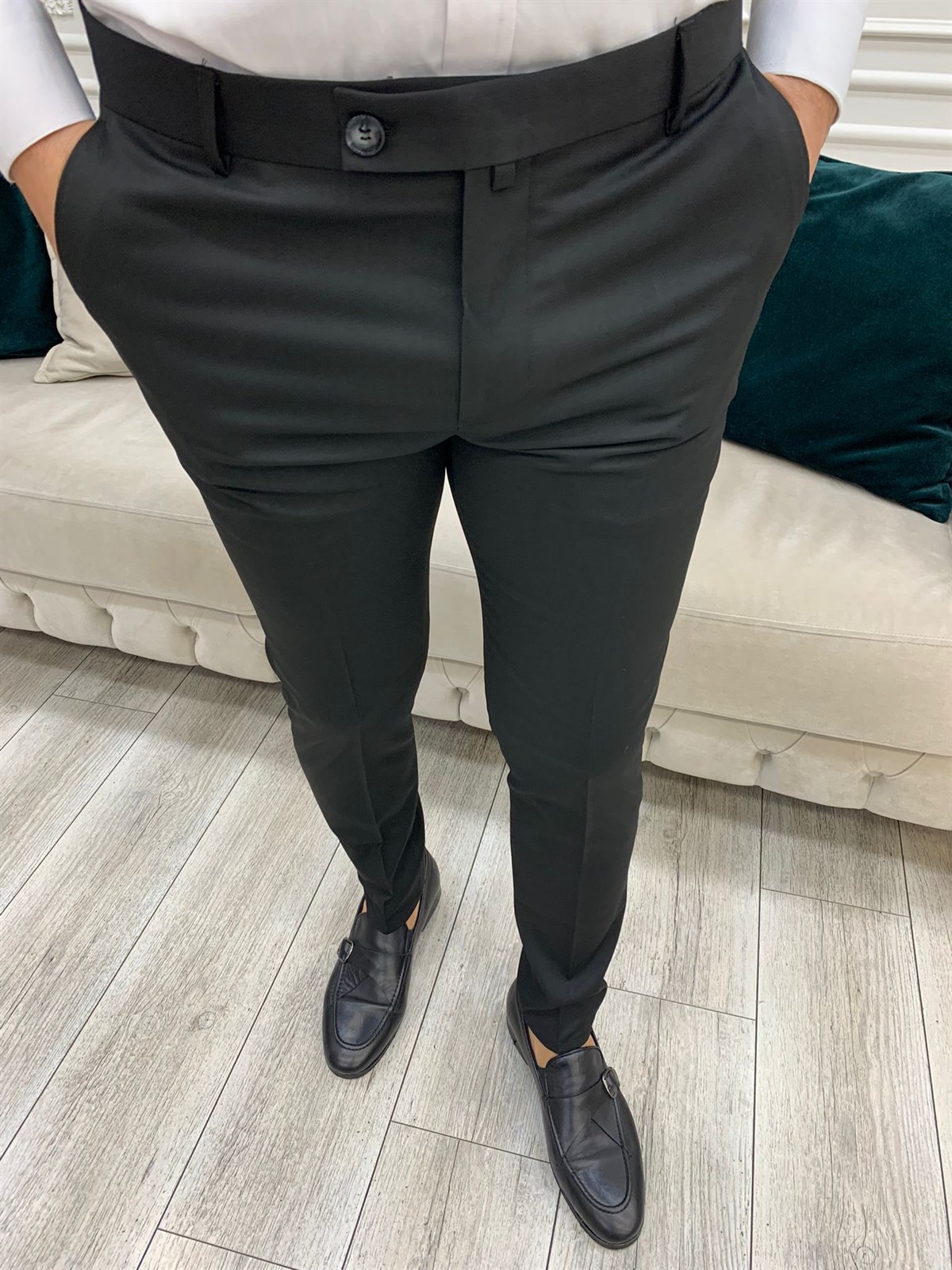İtalyan Stil Slim Fit Pantolon - Siyah