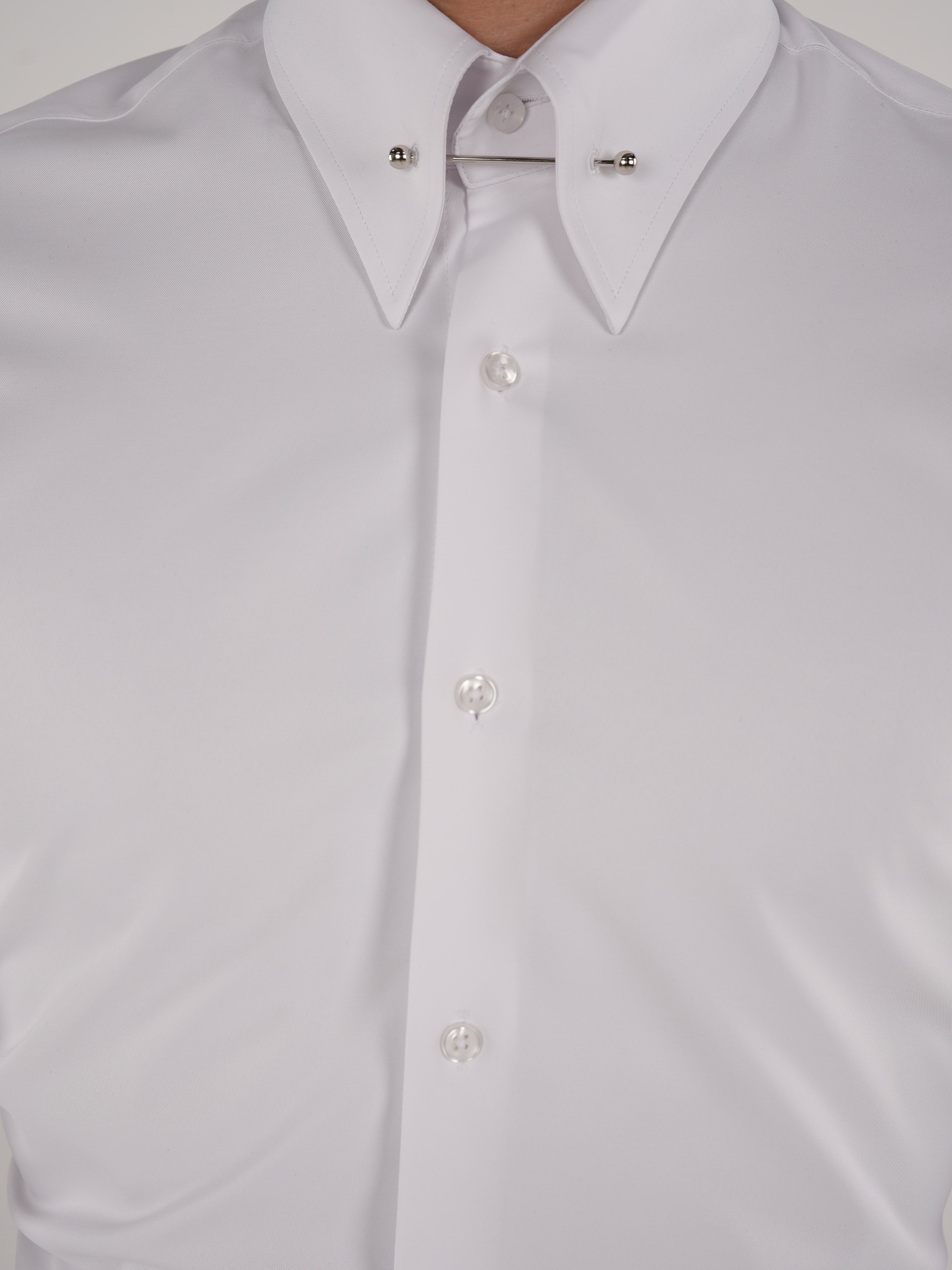 PAREZ Slim Fit İğne Yaka Gömlek-Beyaz