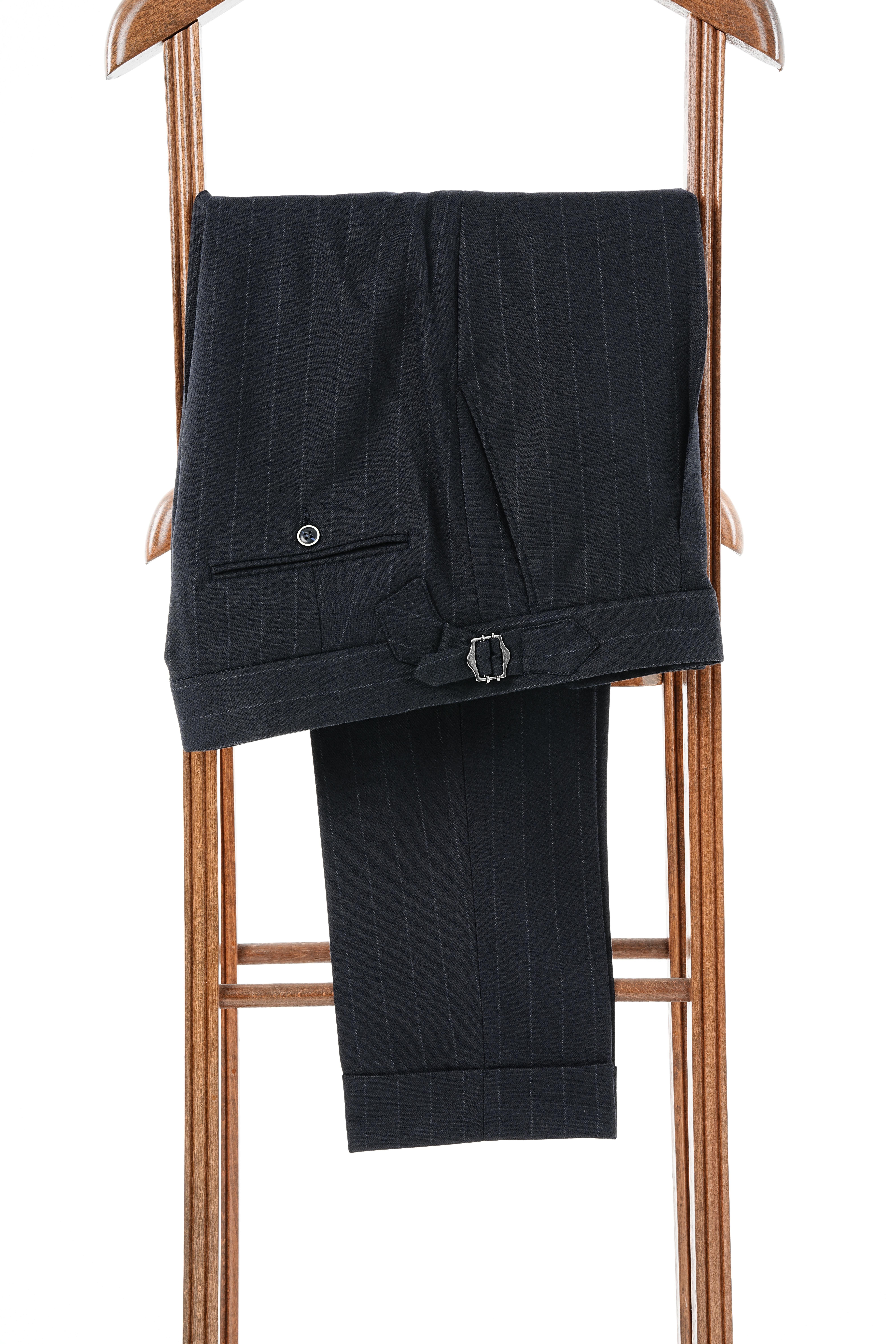 Premium Erkek  Kruvaze Takım Elbise Slim Fit İtalyan Stil Punto Dikişli Ceket Pantolon-Lacivert