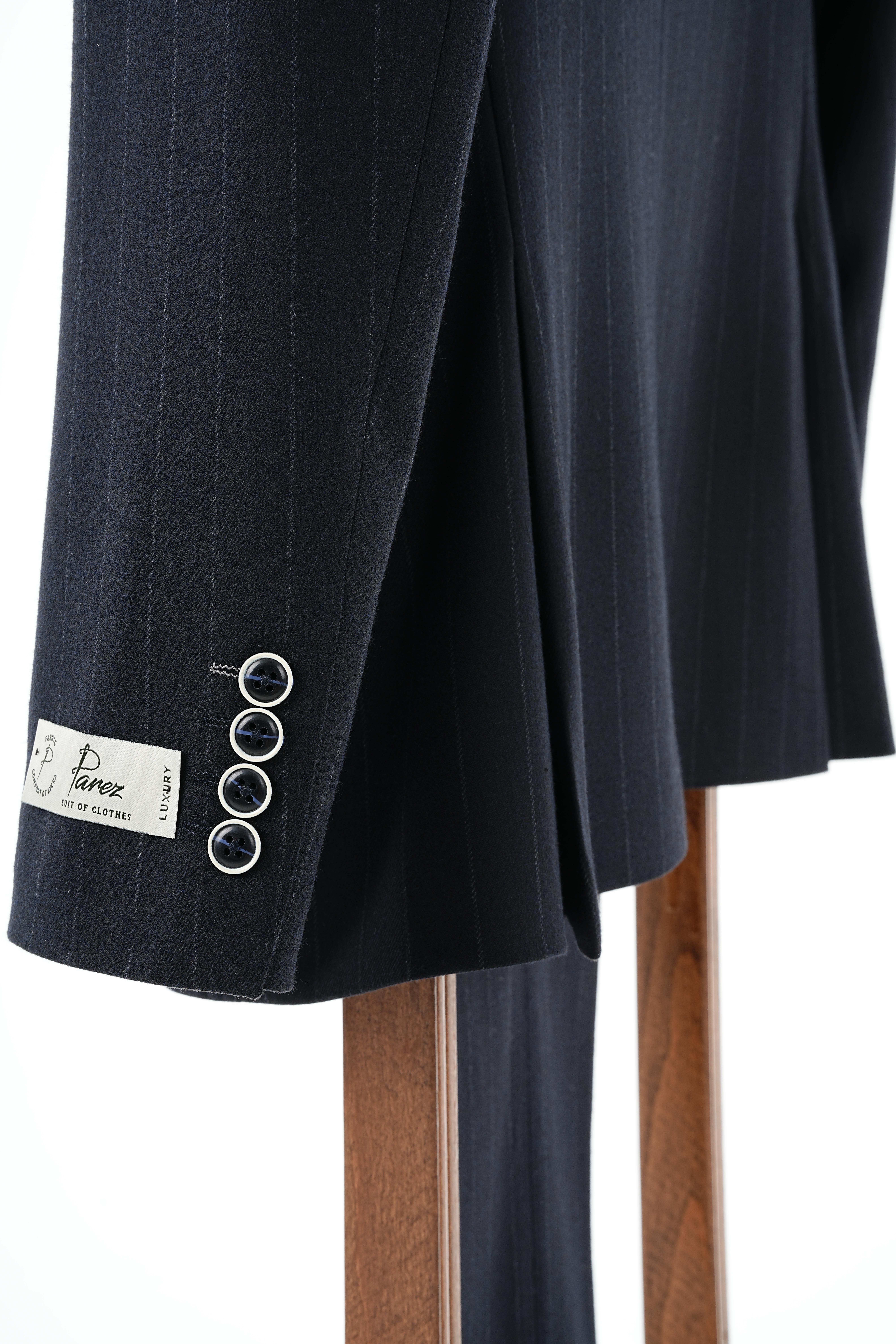 Premium Erkek  Kruvaze Takım Elbise Slim Fit İtalyan Stil Punto Dikişli Ceket Pantolon-Lacivert