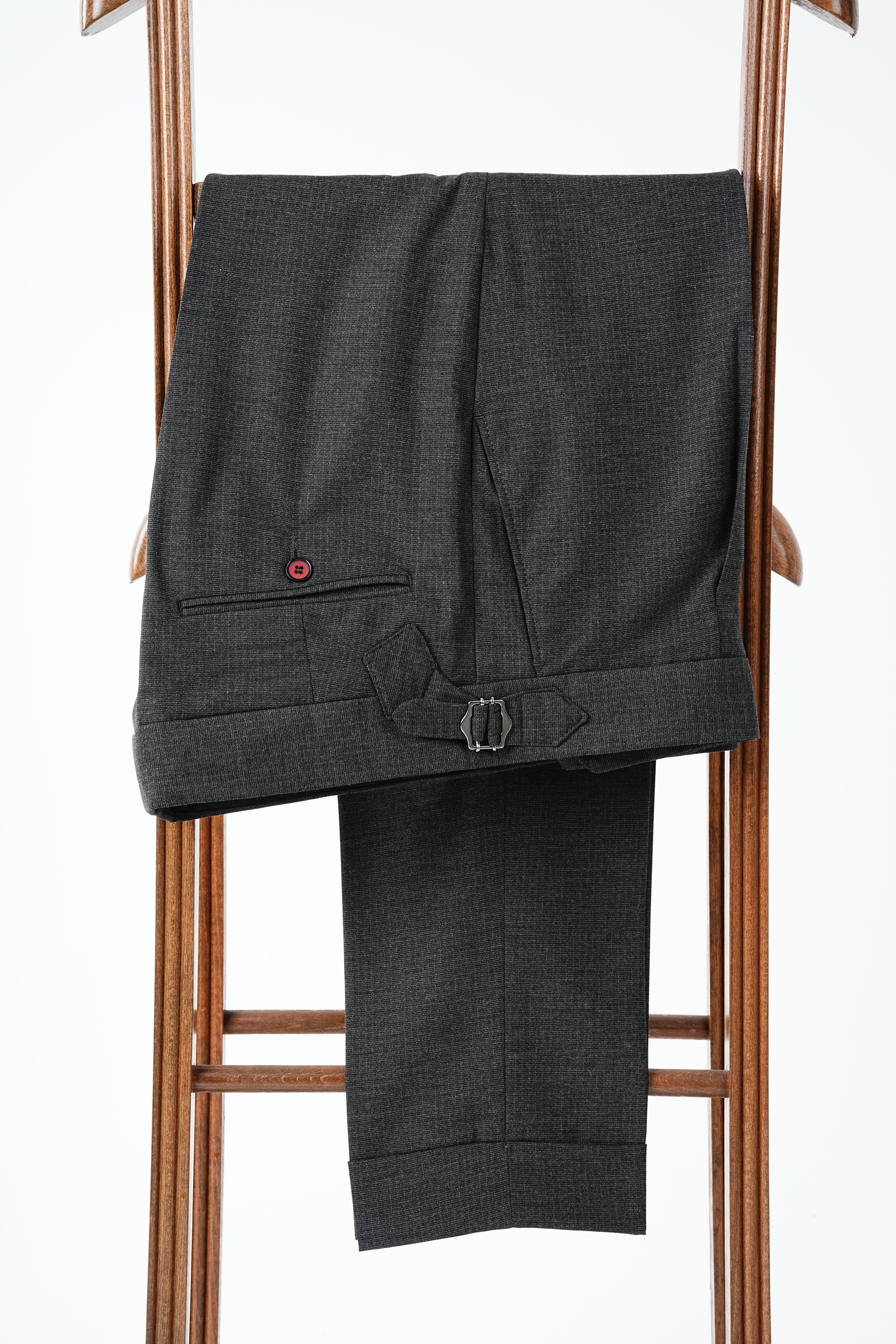 Premium Erkek Kruvaze Takım Elbise Slim Fit İtalyan Stil Punto Dikişli Ceket Pantolon - Füme