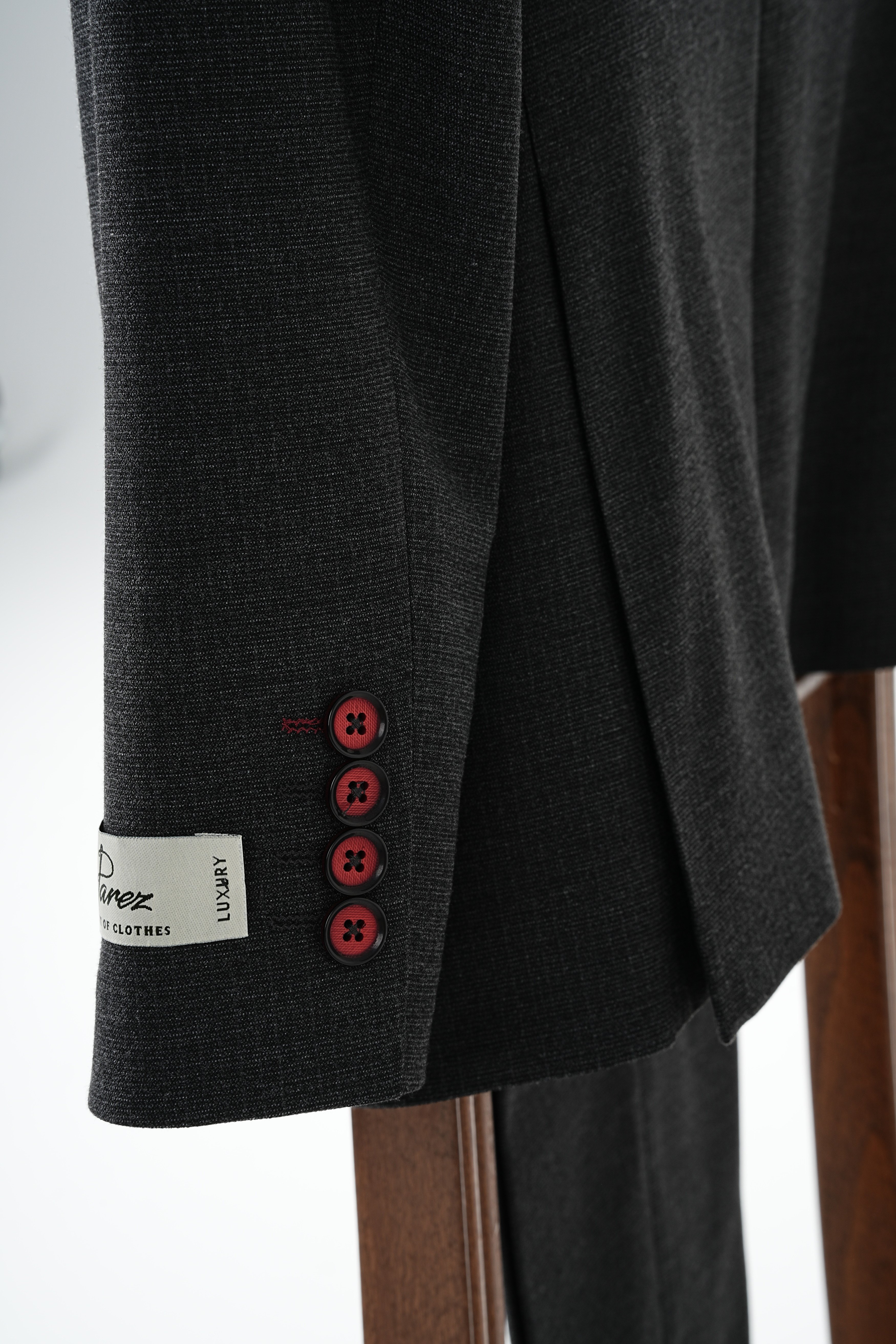 Premium Erkek Kruvaze Takım Elbise Slim Fit İtalyan Stil Punto Dikişli Ceket Pantolon - Füme