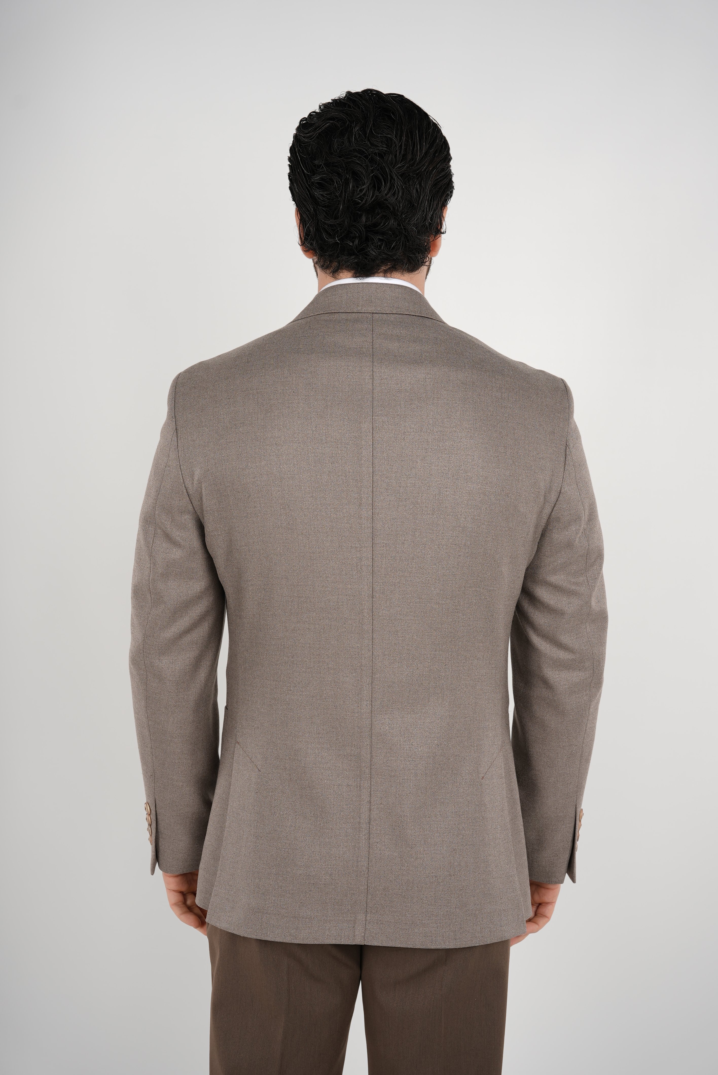 Premium İtalyan Stil Slim Fit Erkek Punto Dikişli Torba Cepli Yarım Astarlı Ceket-Sütlü Kahve