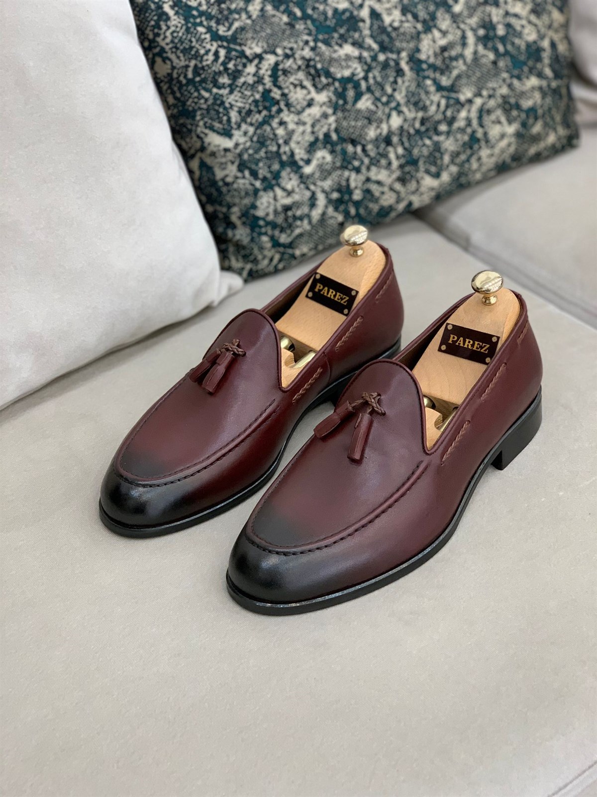 Püsküllü Hakiki Deri Ayakkabı - Bordo