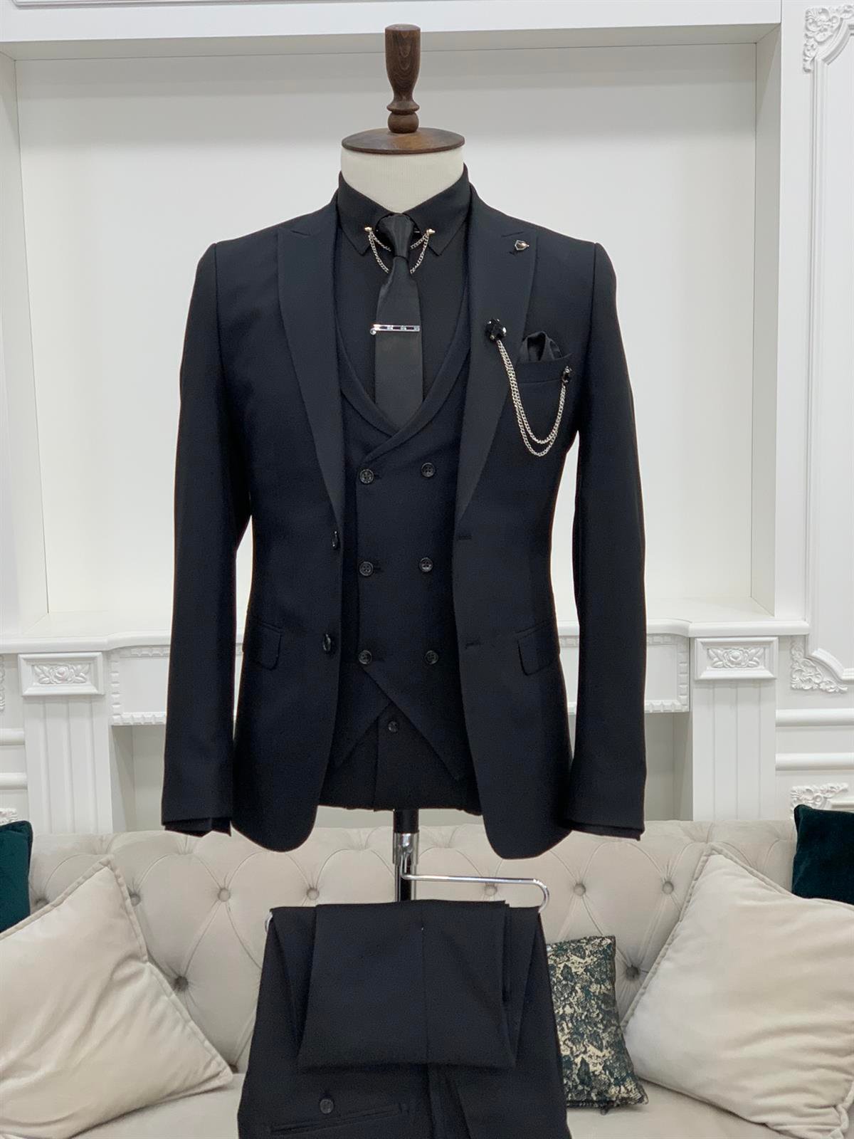 Slim Fit Takım Elbise - Siyah