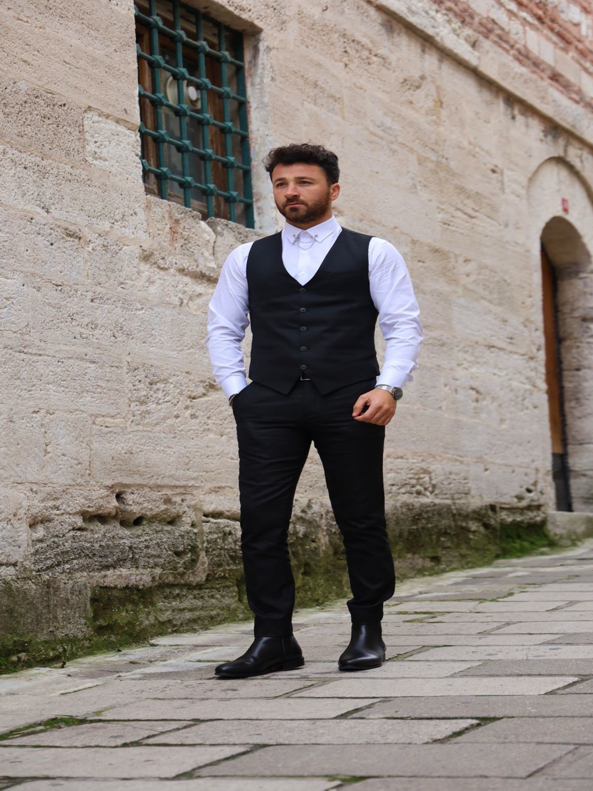 Slim Fit Yelek - Siyah