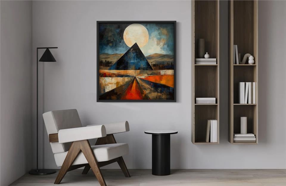Ahşap Traverten Dokulu Tablo Fullmoon 340