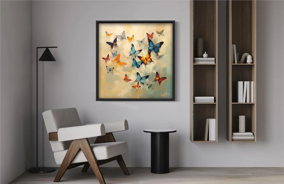 Ahşap Yağlı Boya Dokulu Tablo Butterfly 437