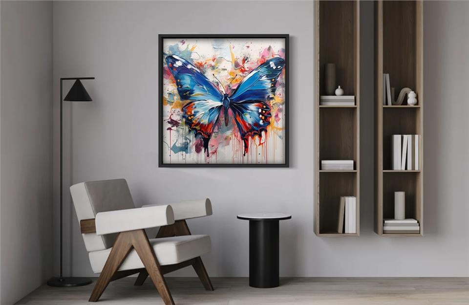 Ahşap Yağlı Boya Dokulu Tablo Butterfly 436