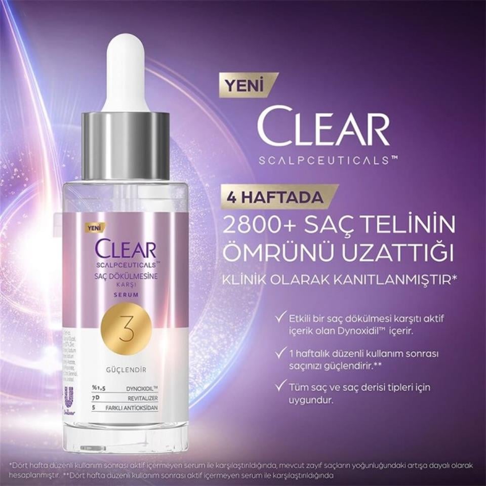 CLEAR SCALPCEUTİCALS SAÇ DÖKÜLMESİNE KARŞI BAKIM SERUMU 45 ML