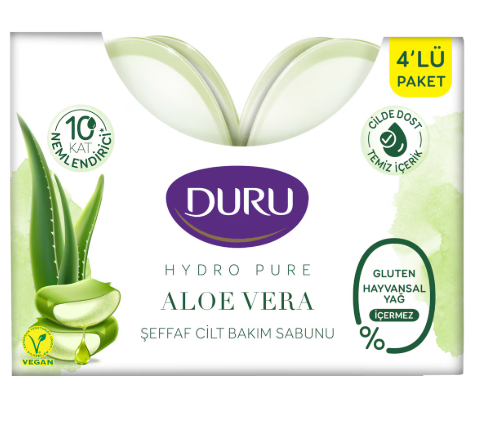 DURUDURU HYDROPURE ALOE VERA ŞEFFAF CİLT BAKIM SABUNU 135 G 4'LÜ PAKET