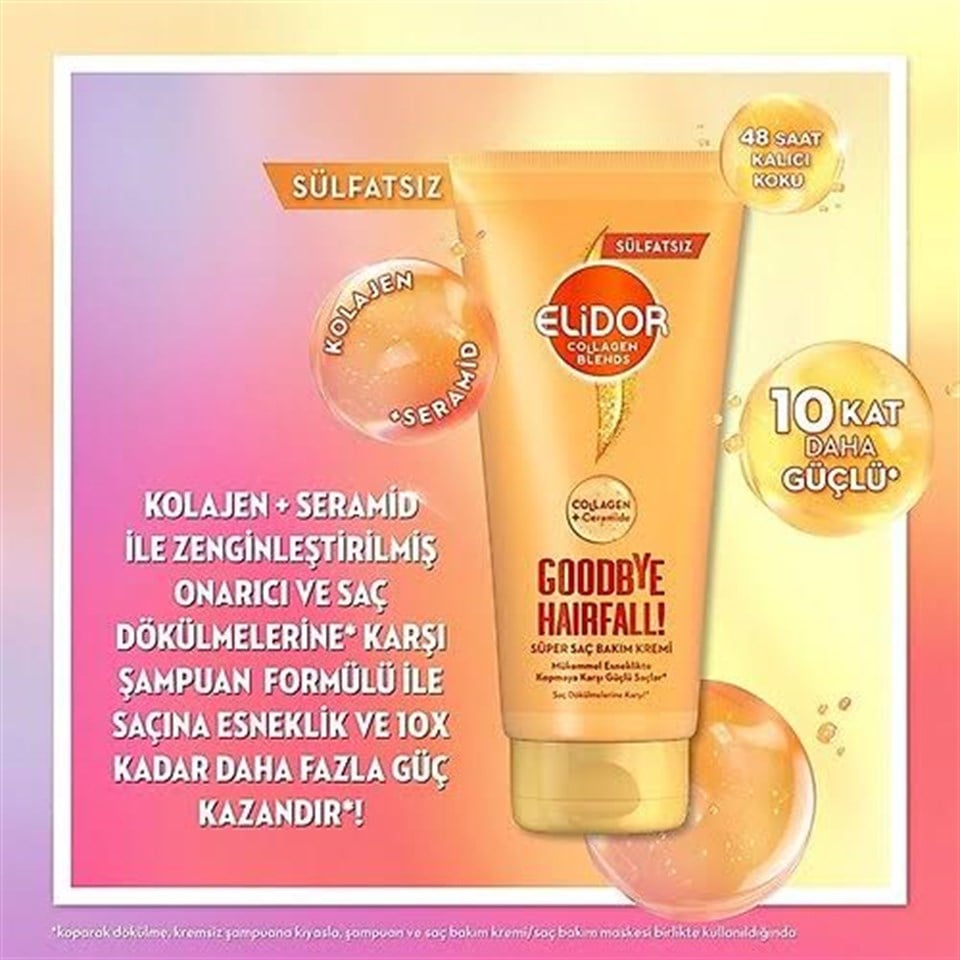 ELIDOR COLLAGEN BLENDS SÜLFATSIZ SÜPER SAÇ BAKIM KREMI GOODBYE HAIRFALL SAÇ DÖKÜLMELERINE KARŞI 170 ML