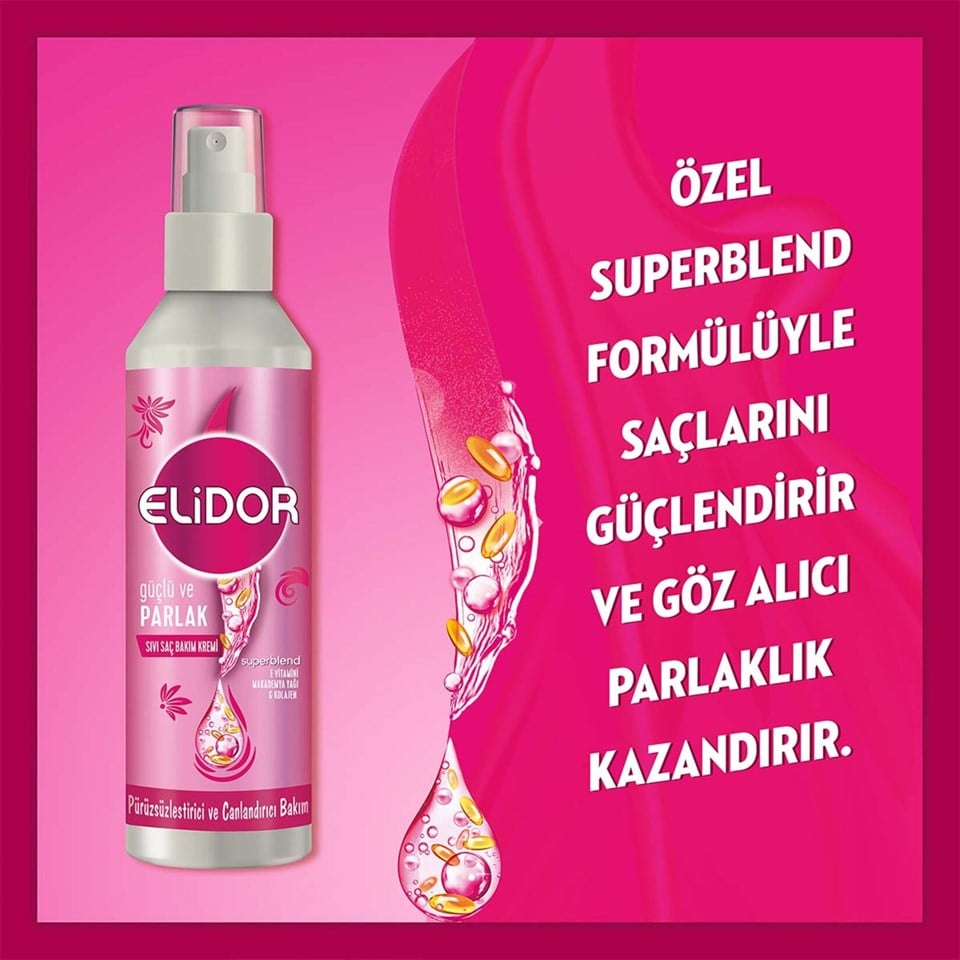 ELİDOR SUPERBLEND SIVI SAÇ BAKIM KREMİ GÜÇLÜ VE PARLAK PÜRÜZSÜZLEŞTİRİCİ VE CANLANDIRICI BAKIM 200ML