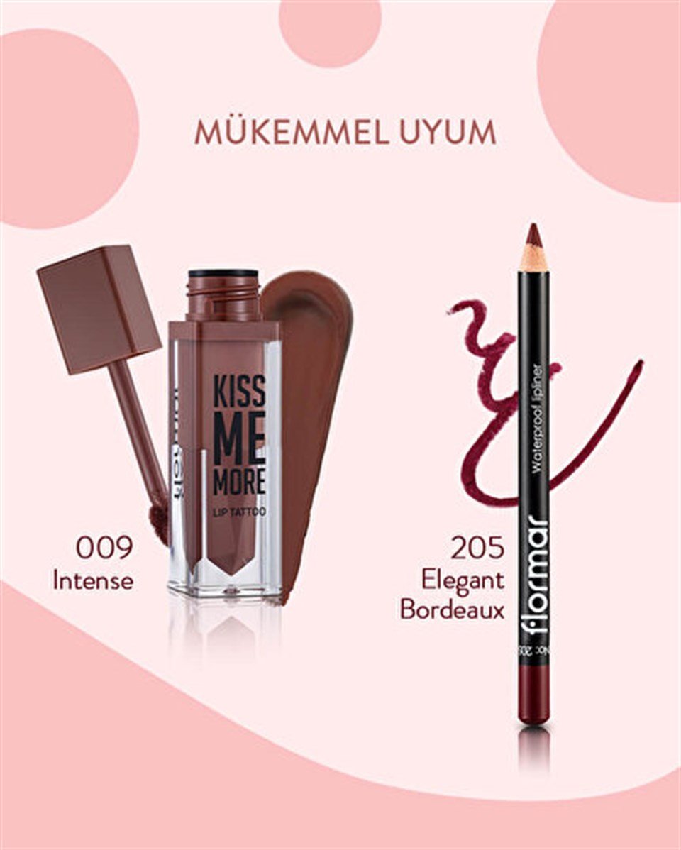 FLORMAR LİKİT MAT RUJ KİSS ME MORE LİP TATTOO 09