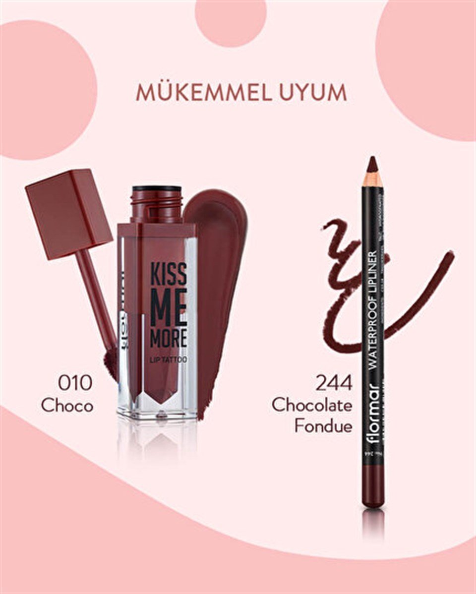 FLORMAR LİKİT MAT RUJ KİSS ME MORE LİP TATTOO 10