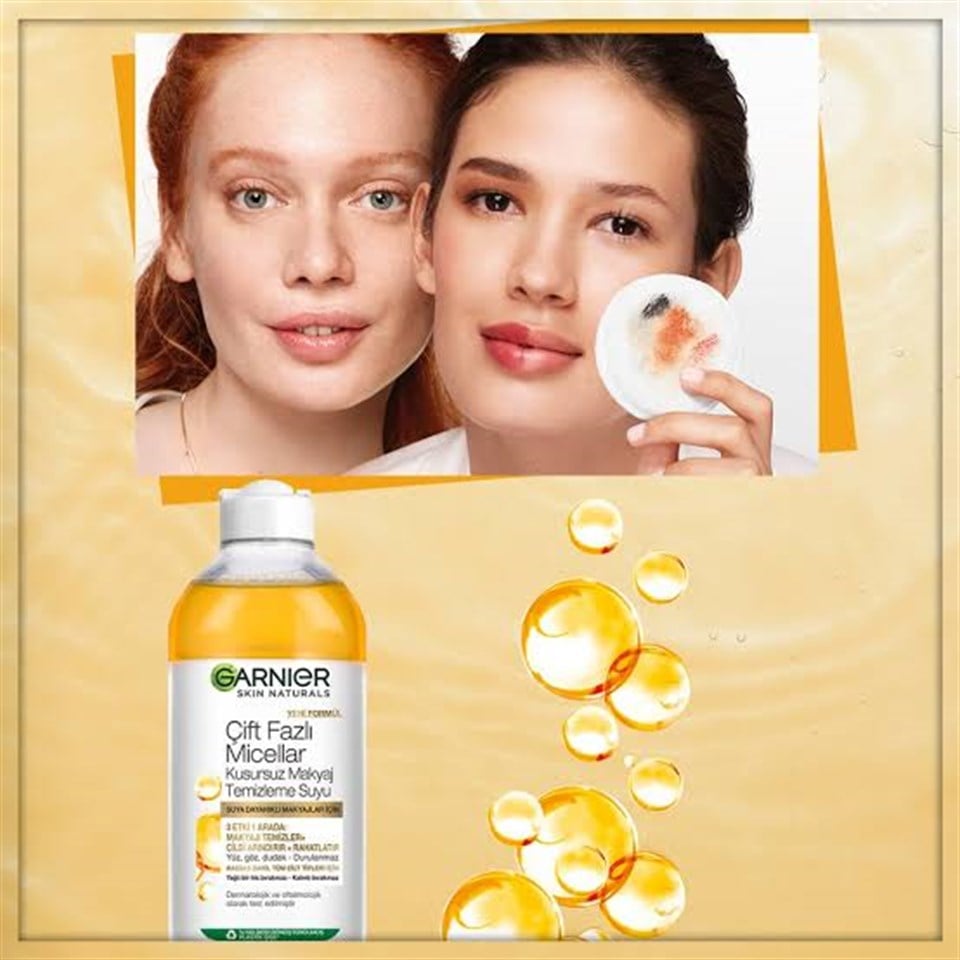 GARNİER ÇİFT FAZLI MICELLAR MAKYAJ TEMİZLEME SUYU400ML