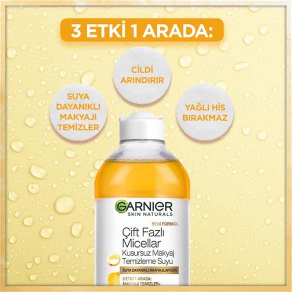 GARNİER ÇİFT FAZLI MICELLAR MAKYAJ TEMİZLEME SUYU400ML
