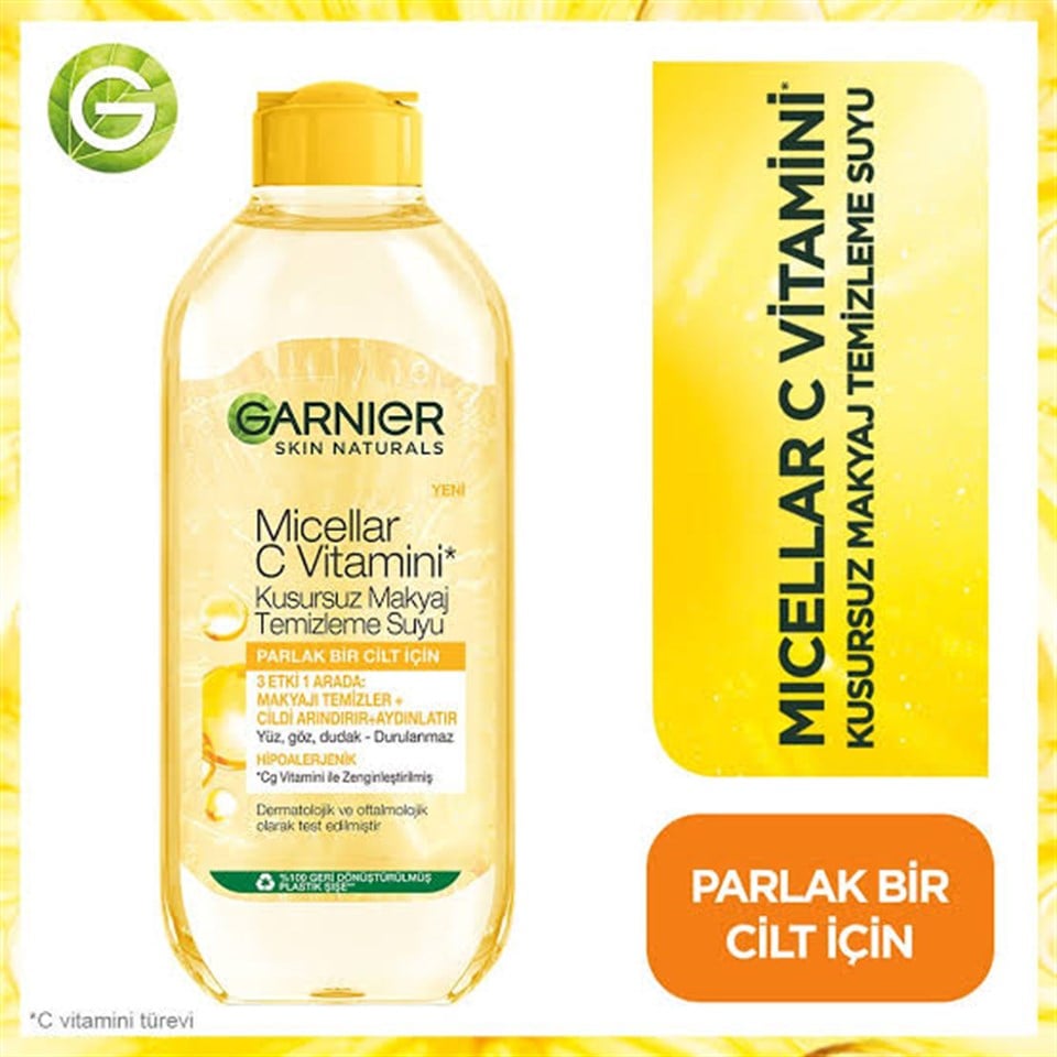 GARNİER MİCELLAR C VİTAMİNİ KUSURSUZ MAKYAJ TEMİZLEME SUYU 400ML