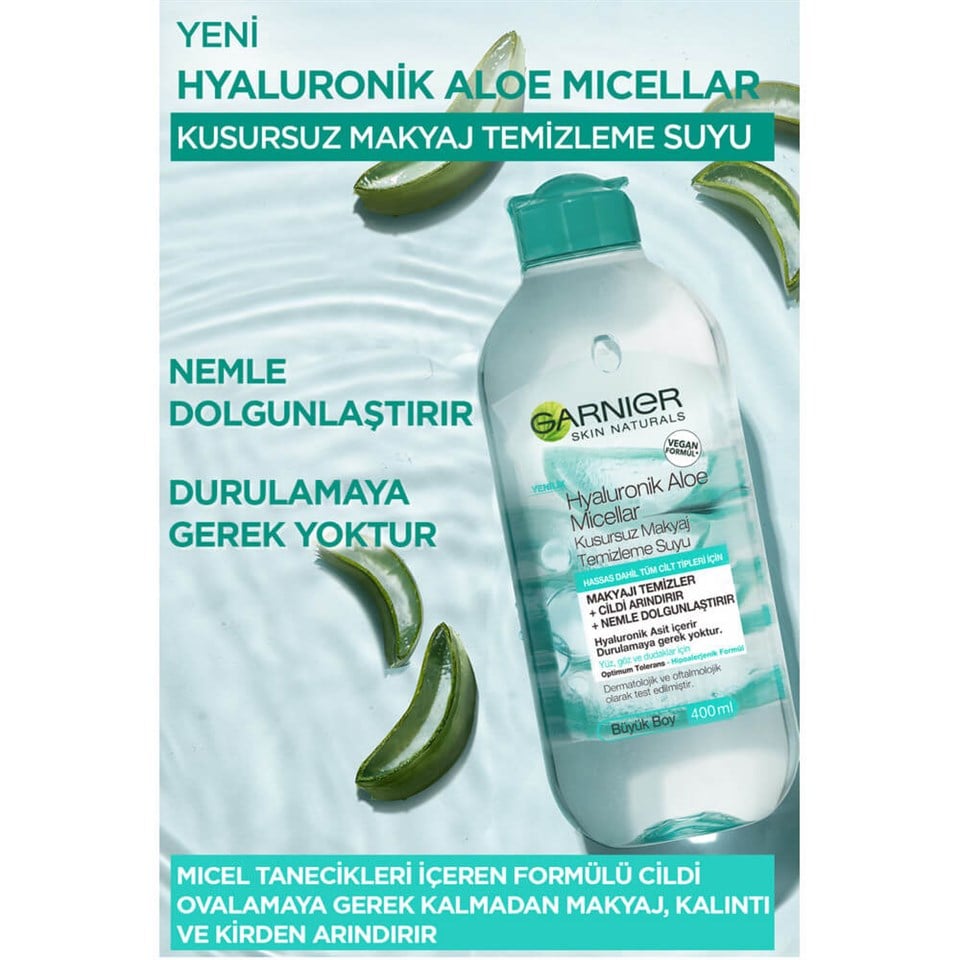 GARNİER MİCELLAR MAKYAJ TEMİZLEME SUYU HYALURONİK ALOE 400 ML