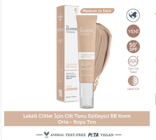 Güneş ÜrünleriTHE PURESTTHE PUREST SOLUTİONS TONE CORRECTOR BB KREM MEDİUM 40 ML