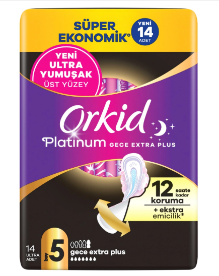 Kadın Bakım ÜrünleriORKİDORKİD PLATİNUM GECE (BOY 5) EXTRA PLUS 14 ADET HİJYENİK PED
