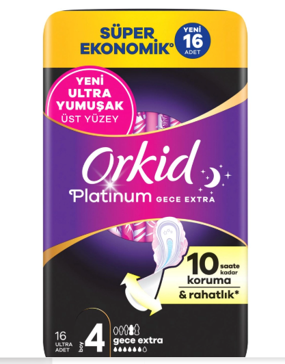 Kadın Bakım ÜrünleriORKİDORKİD PLATİNUM GECE EXTRA (BOY 4) HİJYENİK PED 16 ADET