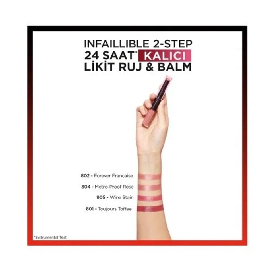 L'ORÉAL PARIS INFAILLIBLE 2-STEP 24 SAAT KALICI LIKIT RUJ & BALM - 804 METRO-PROOF ROSE