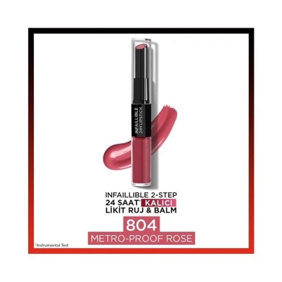 L'ORÉAL PARIS INFAILLIBLE 2-STEP 24 SAAT KALICI LIKIT RUJ & BALM - 804 METRO-PROOF ROSE