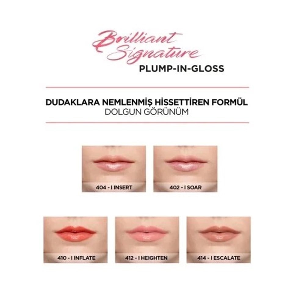 LOREAL PARIS  BRILLIANT SIGNATURE PLUMP IN GLOSS RUJ 404 I INSERT